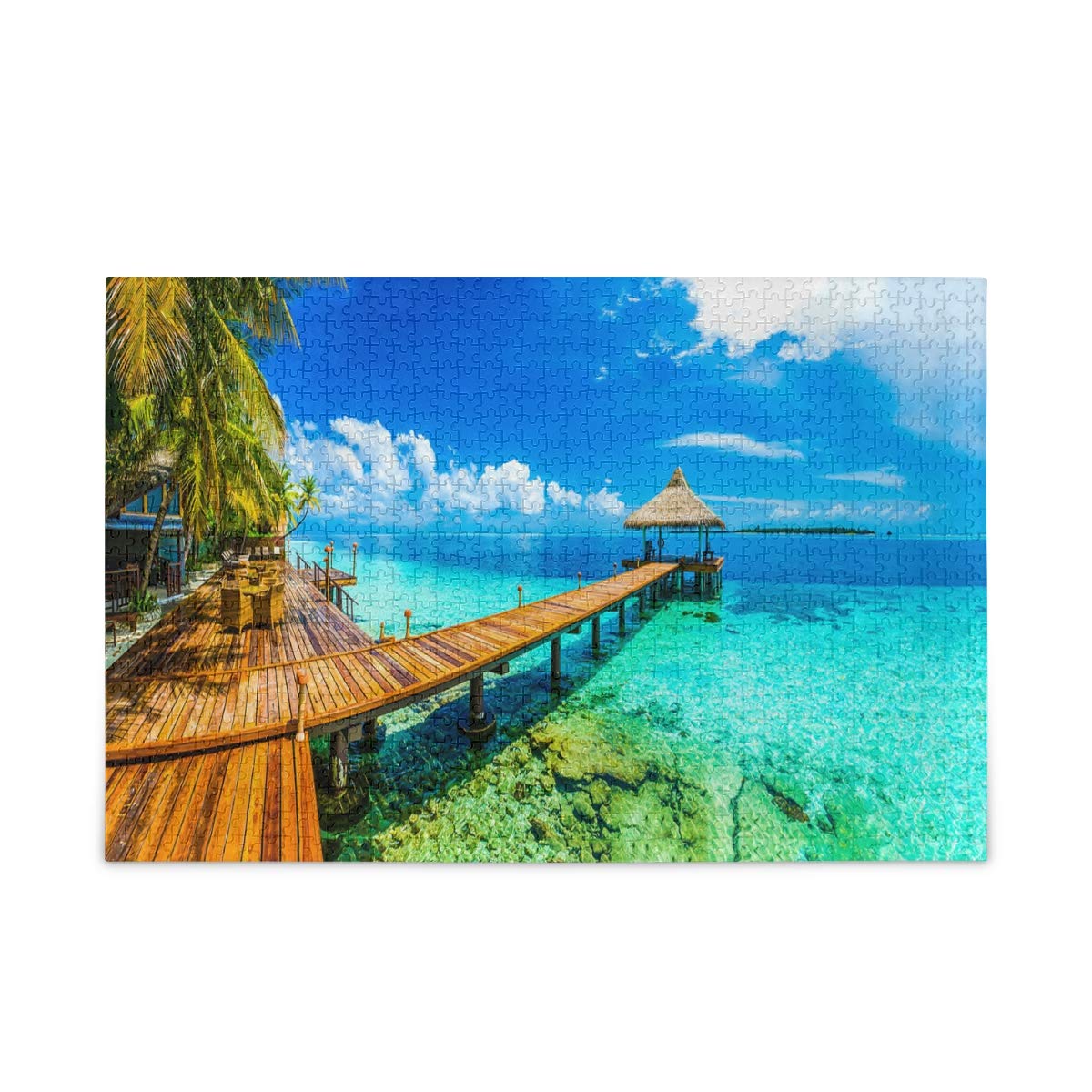 KEEPREAL 1000 Piece Jigsaw Puzzle - Maldives Beach Resort Landscape, Educational Brain Teaser & Stress Relief Puzzle Game for Adults and Kids | Perfect for Family Bonding, Classroom Activities & Relaxation Therapy