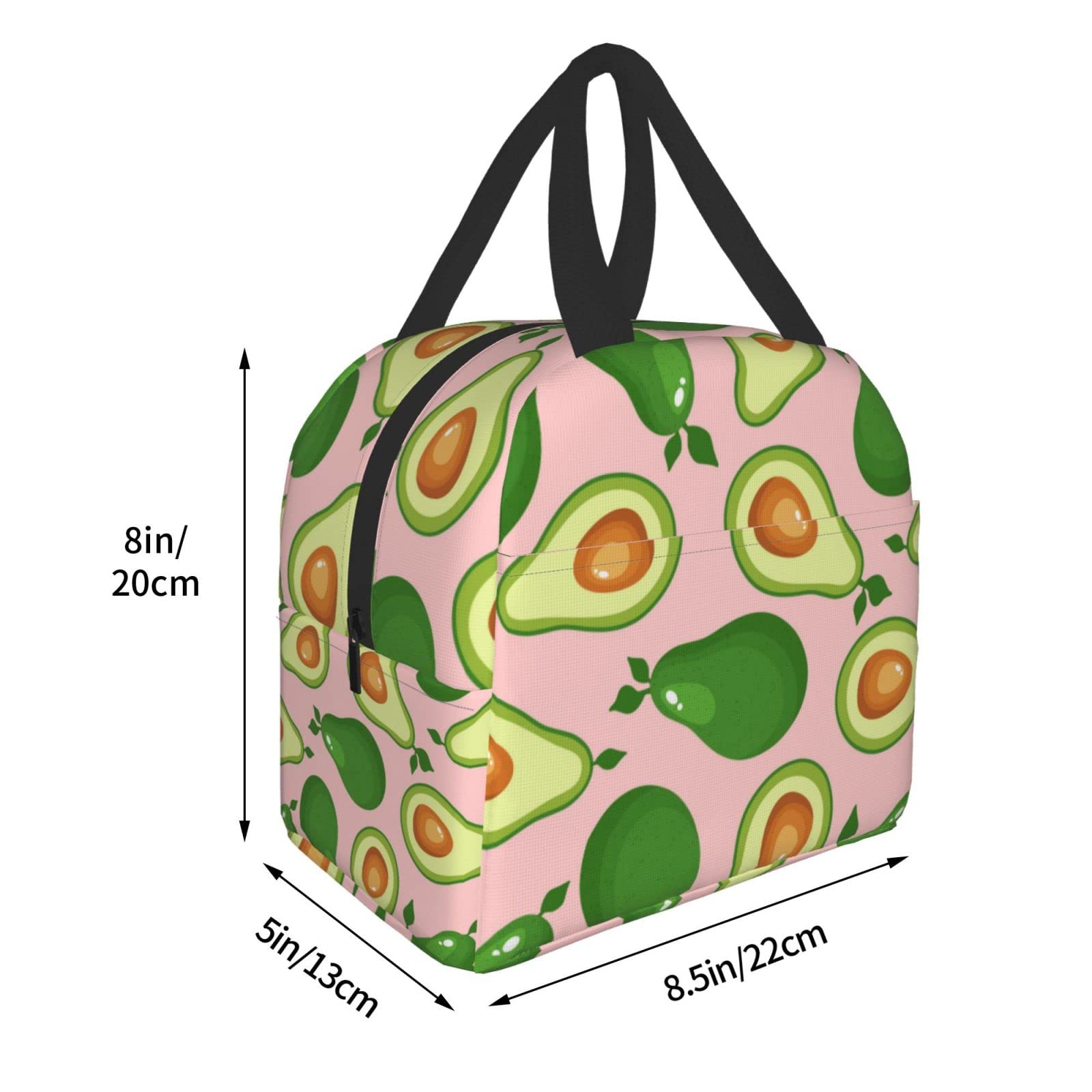 Avocado Pattern Insulated Lunch Box - Reusable & Portable Meal Container for Men & Women - Perfect for Work, Travel, Picnic & Outdoor Activities