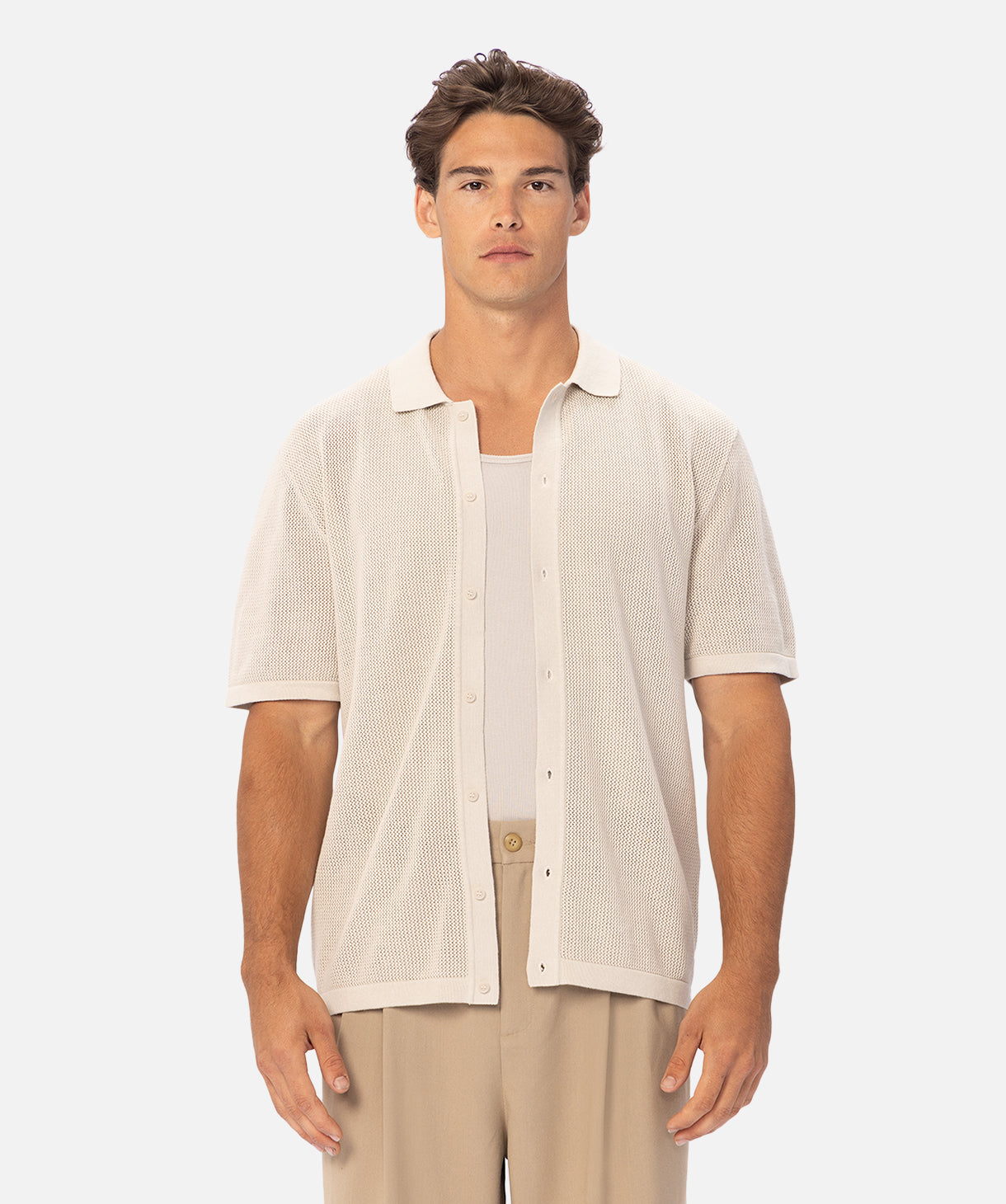 Nanterre Short Sleeve Shirt for Men - Premium Stone Color Casual Wear | Perfect for Summer Outfits, Office & Travel