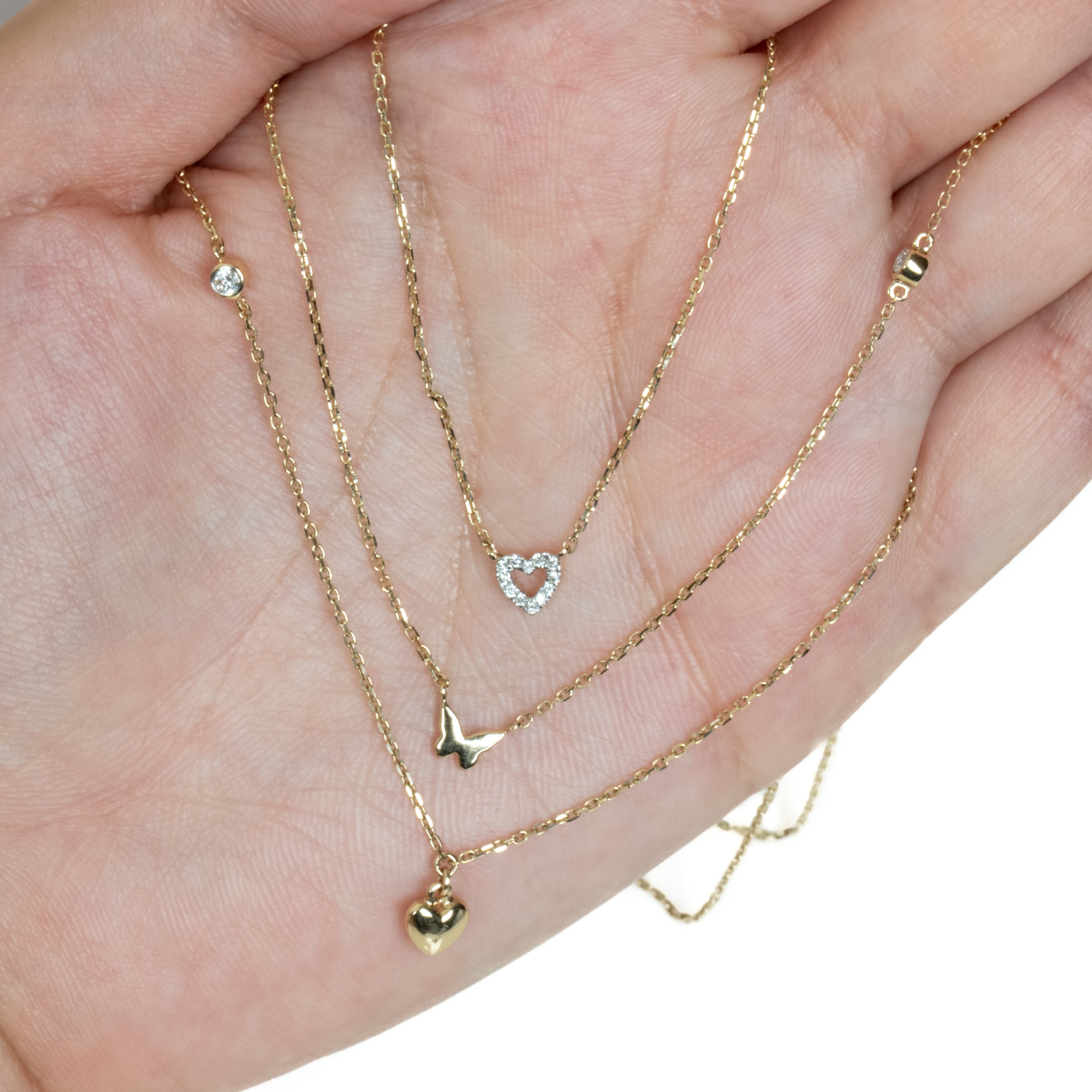 14K Rose Gold Bubble Butterfly & Diamond Pendant Necklace - Elegant Jewelry for Women, Perfect for Gifts, Parties & Special Occasions