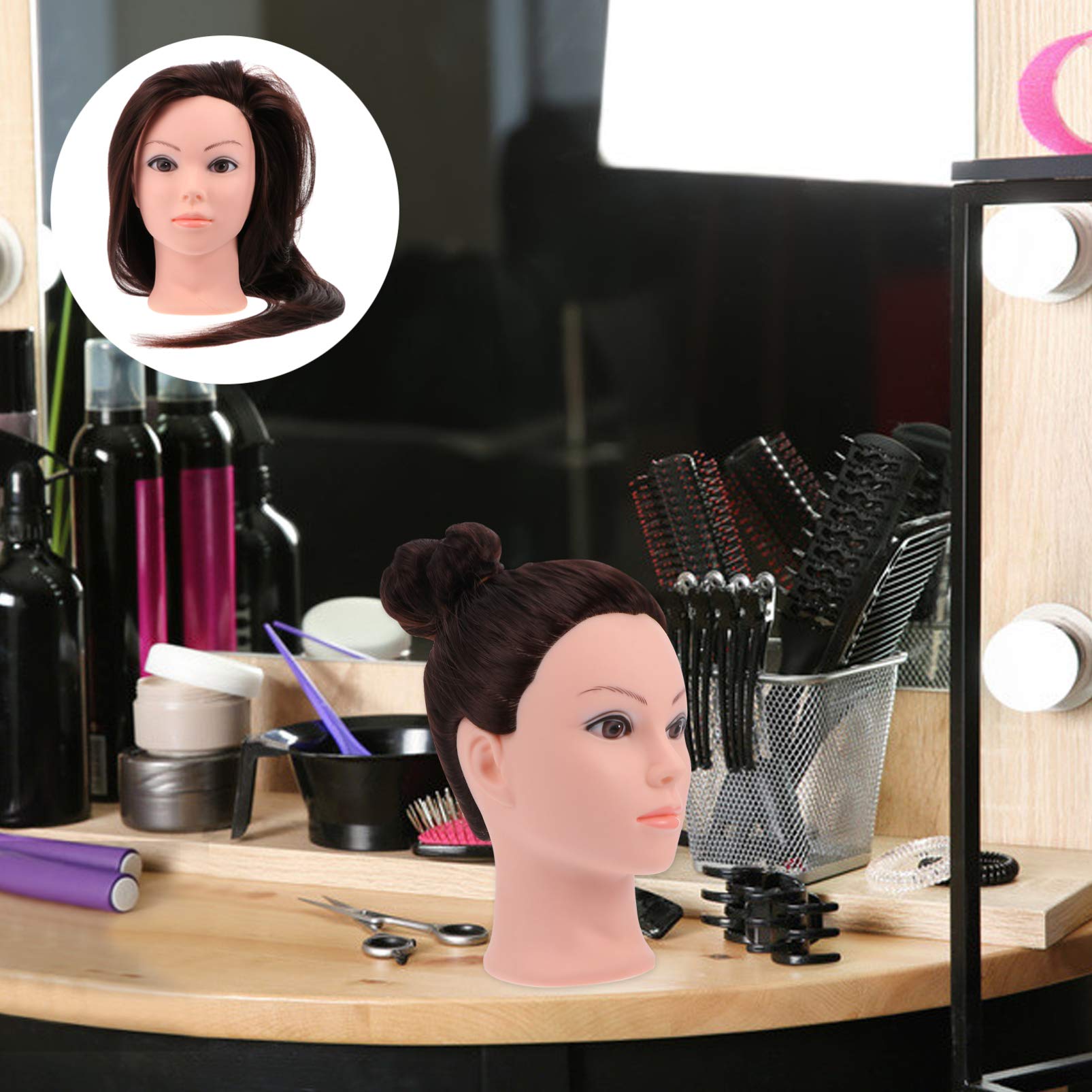 Lurrose Braiding Hair Mannequin Head with Stand - Natural Color Training Head for Braided Wigs Practice, Perfect for Salon Styling & Cosmetology Students