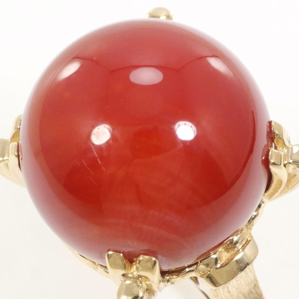 18K Yellow Gold Coral Ring for Women - Elegant Handmade Jewelry Gift for Birthday, Anniversary & Valentine's Day - Perfect for Beach Weddings & Summer Fashion Accessories