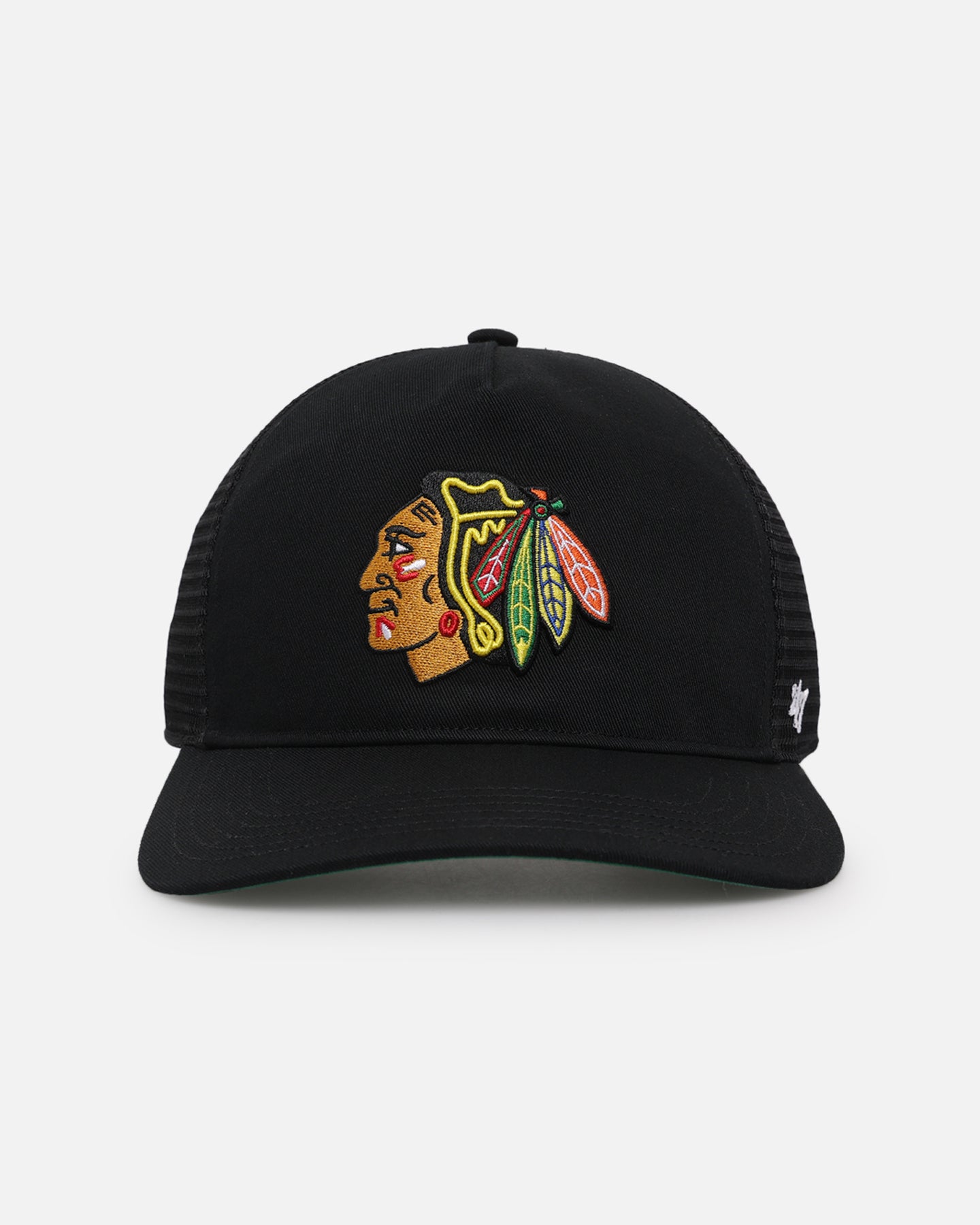 47 Brand Chicago Blackhawks Mesh '47 Hitch Trucker Snapback Hat - Black/Team Colors - Official NHL Licensed Cap for Men & Women - Perfect for Games, Tailgating & Streetwear Fashion