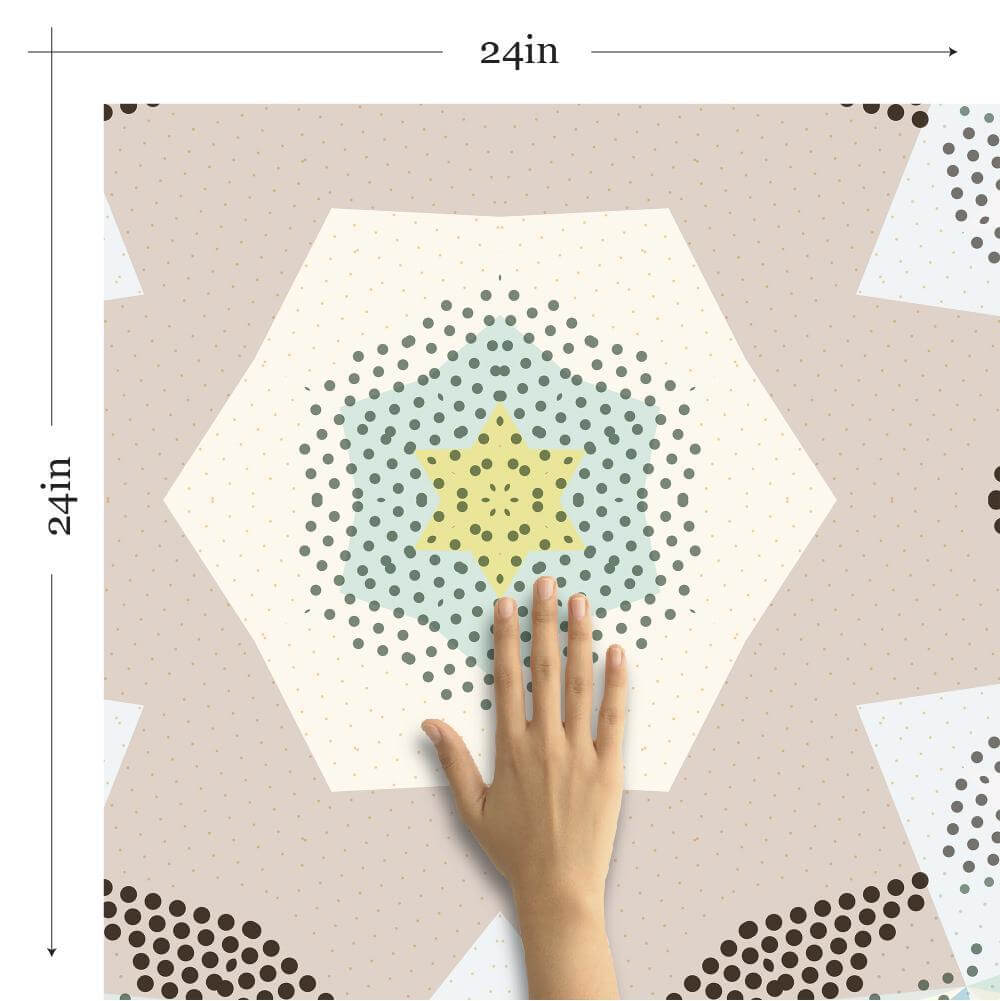 Beige Geometric Tile Adhesive Peel and Stick Removable Wallpaper - Self-Adhesive Wall Decal for Home Decor, Bedroom, Living Room, Office & Rental Spaces