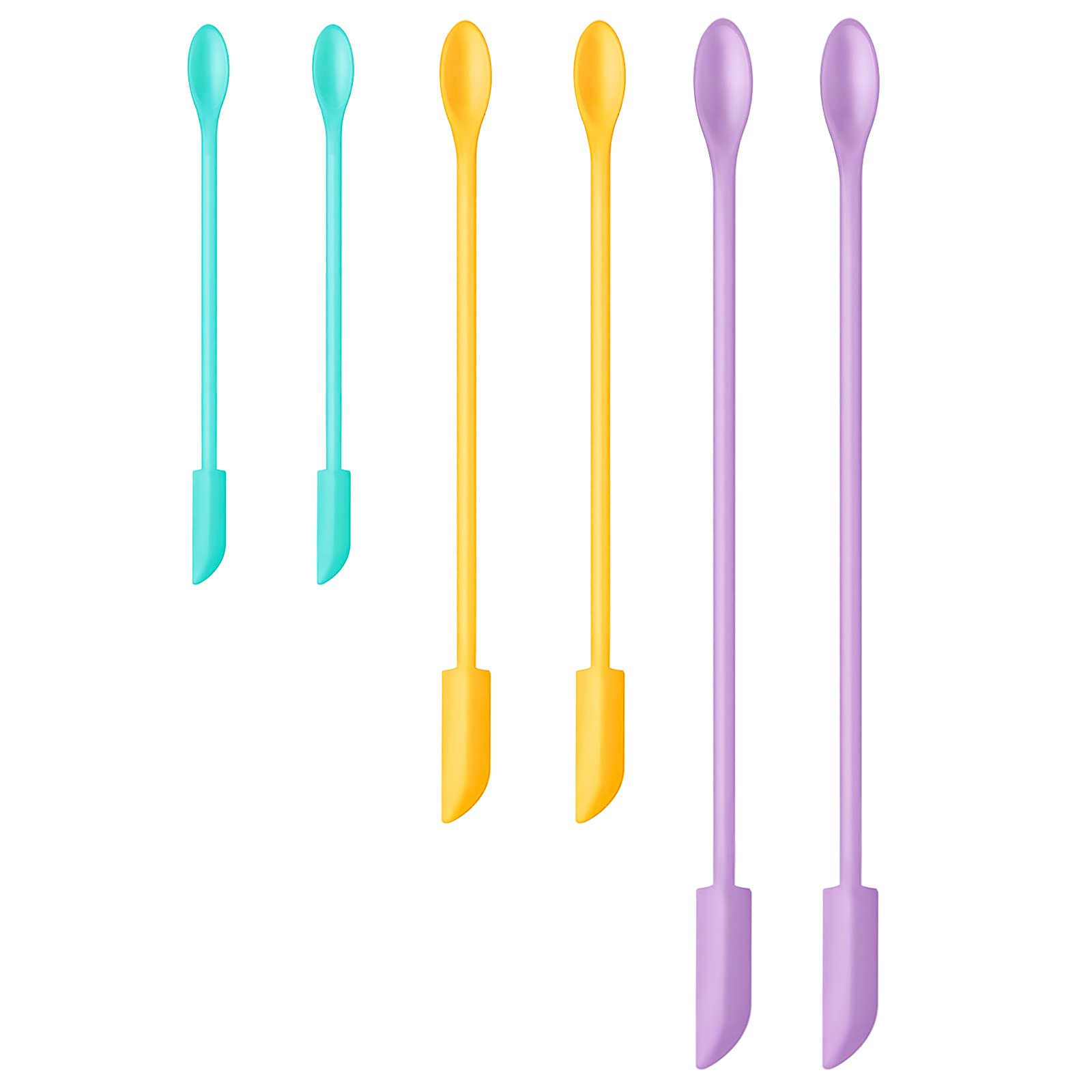 6Pcs Silicone Makeup Spatula Set - Mini Beauty & Food Scraper for Bottles, Jars & Lotion Containers - Get Every Last Drop of Cosmetics (Multicolor) - Perfect for Home, Travel & Salon Use