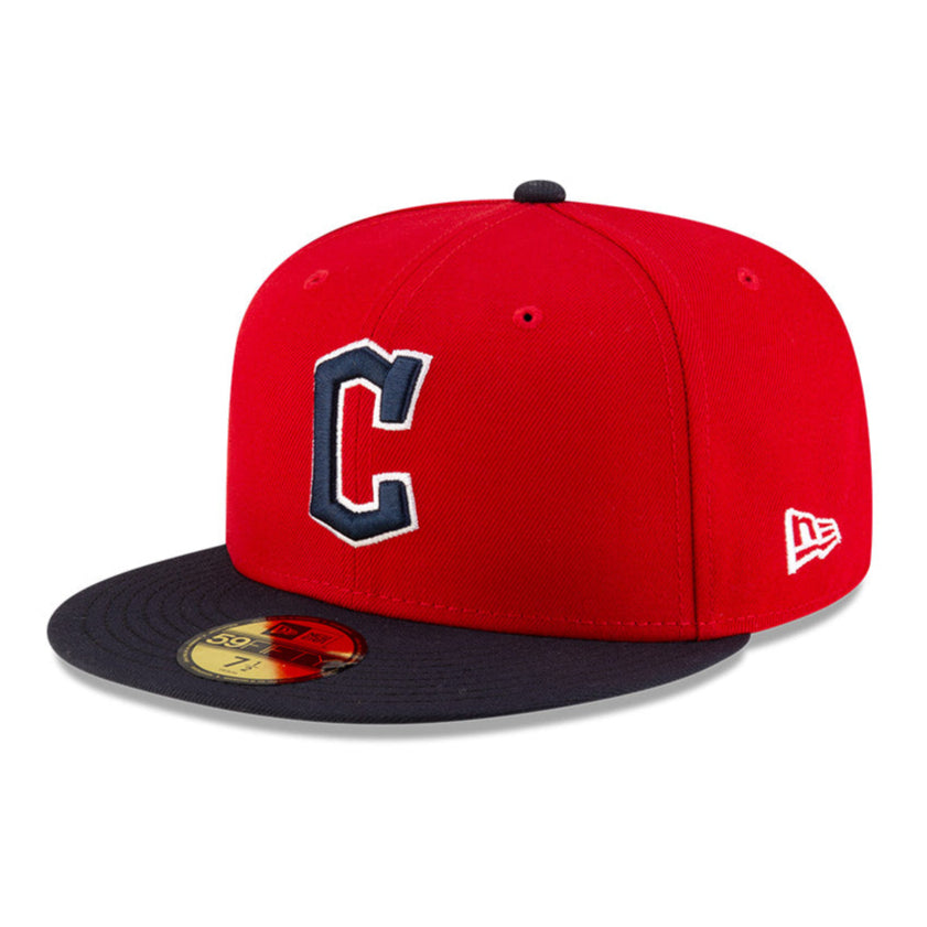 New Era 59Fifty Authentic MLB Cleveland Guardians 2025 Home Fitted Baseball Cap - Red & Navy Blue for Men's Sports Fan Fashion & Game Day Outfits