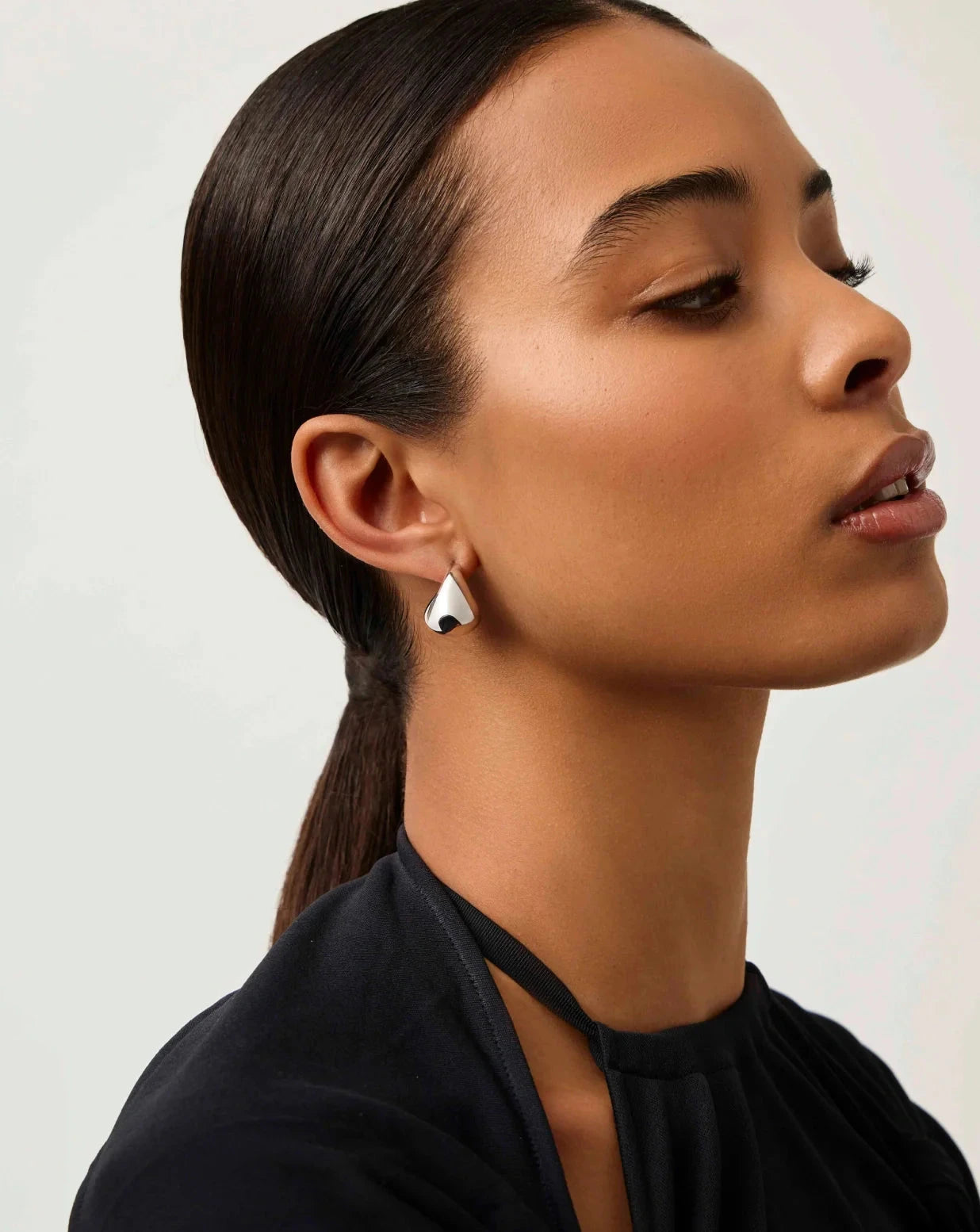 Stylish Sculptural Chubby Dome Small Hoop Earrings - Silver Plated for Women | Trendy Everyday & Party Jewelry Accessories
