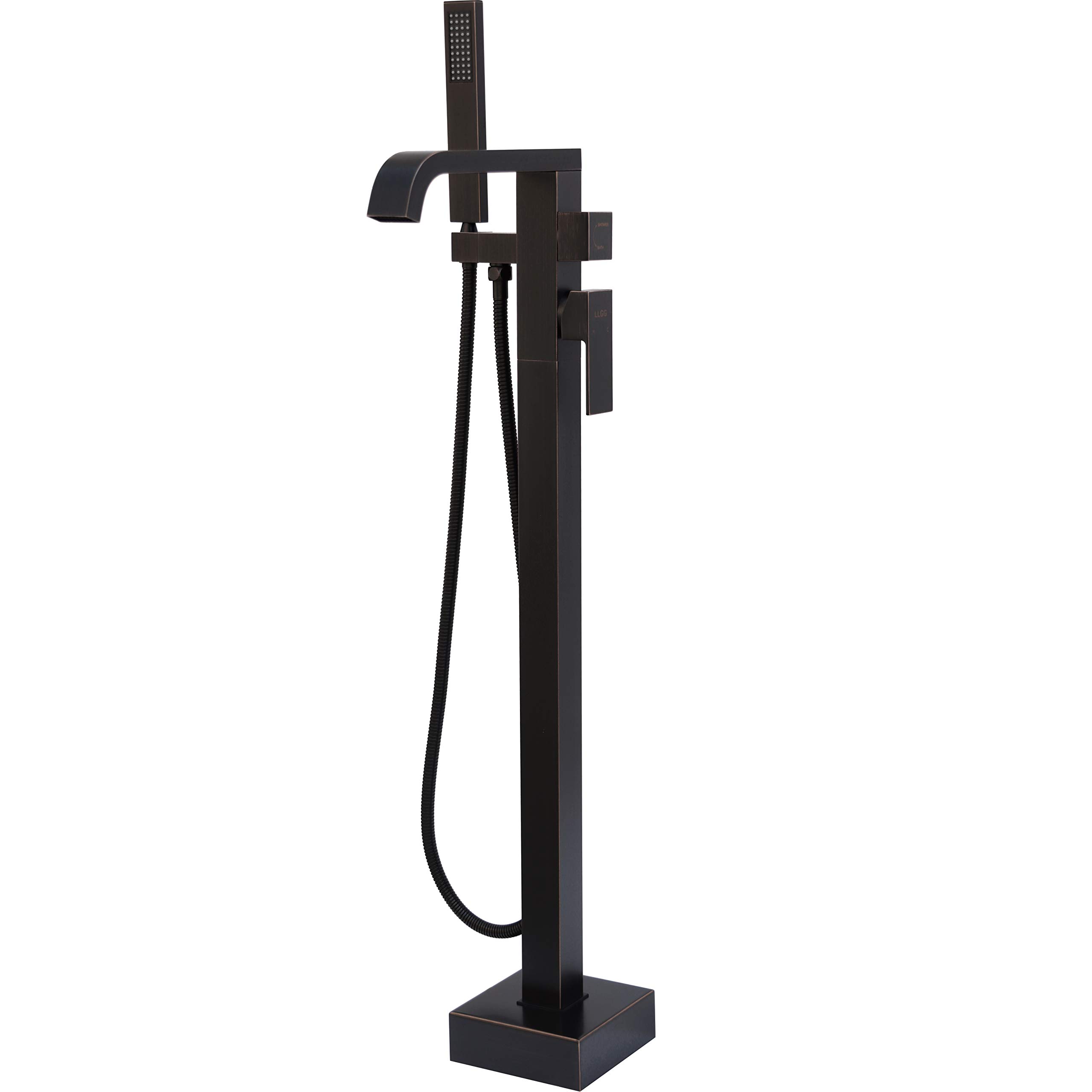 High Flow Freestanding Tub Faucet - Oil Rubbed Bronze Brass Floor Mount Bathtub Filler with Handheld Shower (11.9 GPM) - Perfect for Luxury Bathrooms & Spa Retreats