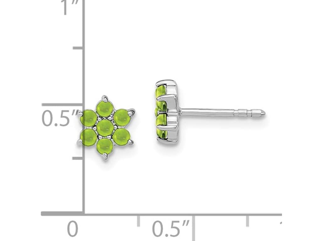 1.15 Carat (ctw) Peridot Flower Button Earrings in 14K White Gold - Elegant Dainty Stud Earrings for Women, Perfect for Weddings, Parties & Everyday Wear