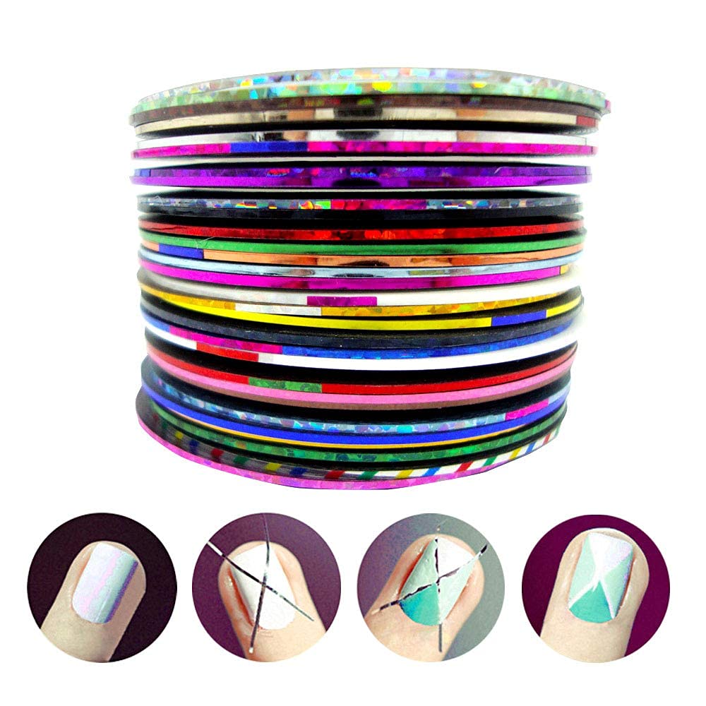 Shidara Nail Striping Tape - 12 Colors DIY Nail Art Decoration Stickers for French Tips & Line Designs | Perfect for Salon, Home Manicure & Nail Art Enthusiasts