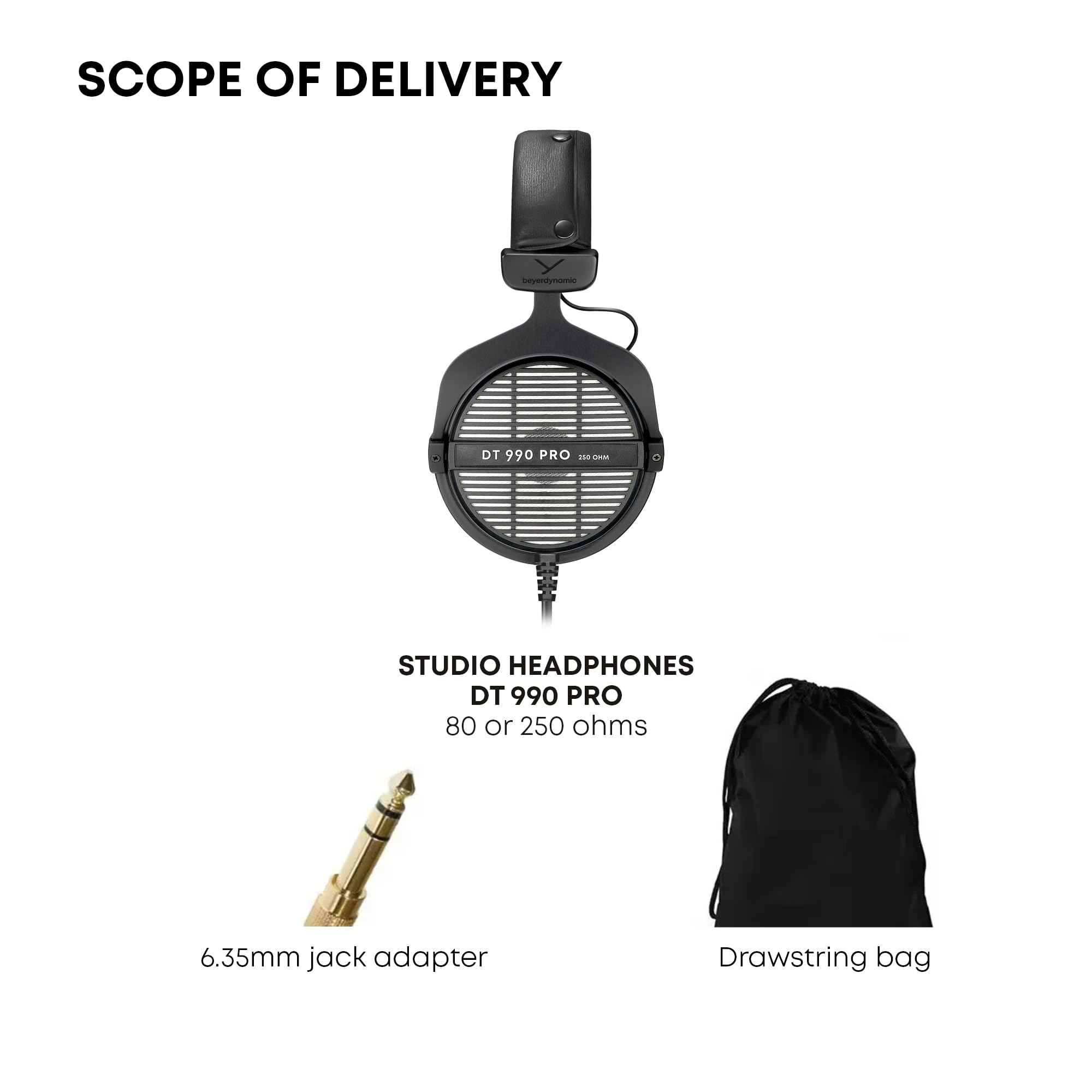 beyerdynamic DT 990 PRO 80 Ohm Studio Headphones - Open-Back Over-Ear Monitor Headset with Stereo Sound for Professional Recording, Mixing & Gaming (Grey) - Perfect for Music Producers, Audiophiles & Home Studios