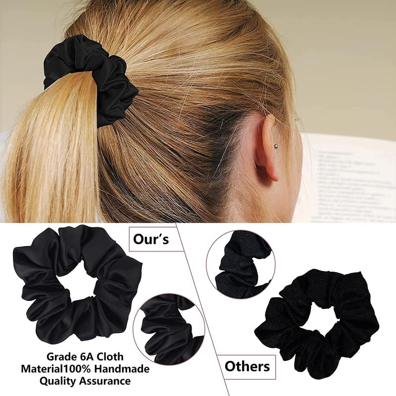 Soft Satin Hair Scrunchies 3-Pack - Gentle Hair Ties & Elastics for Women & Girls - Perfect for Ponytails, Braids & Bun Hairstyles - Ideal for Workouts, Office & Everyday Use