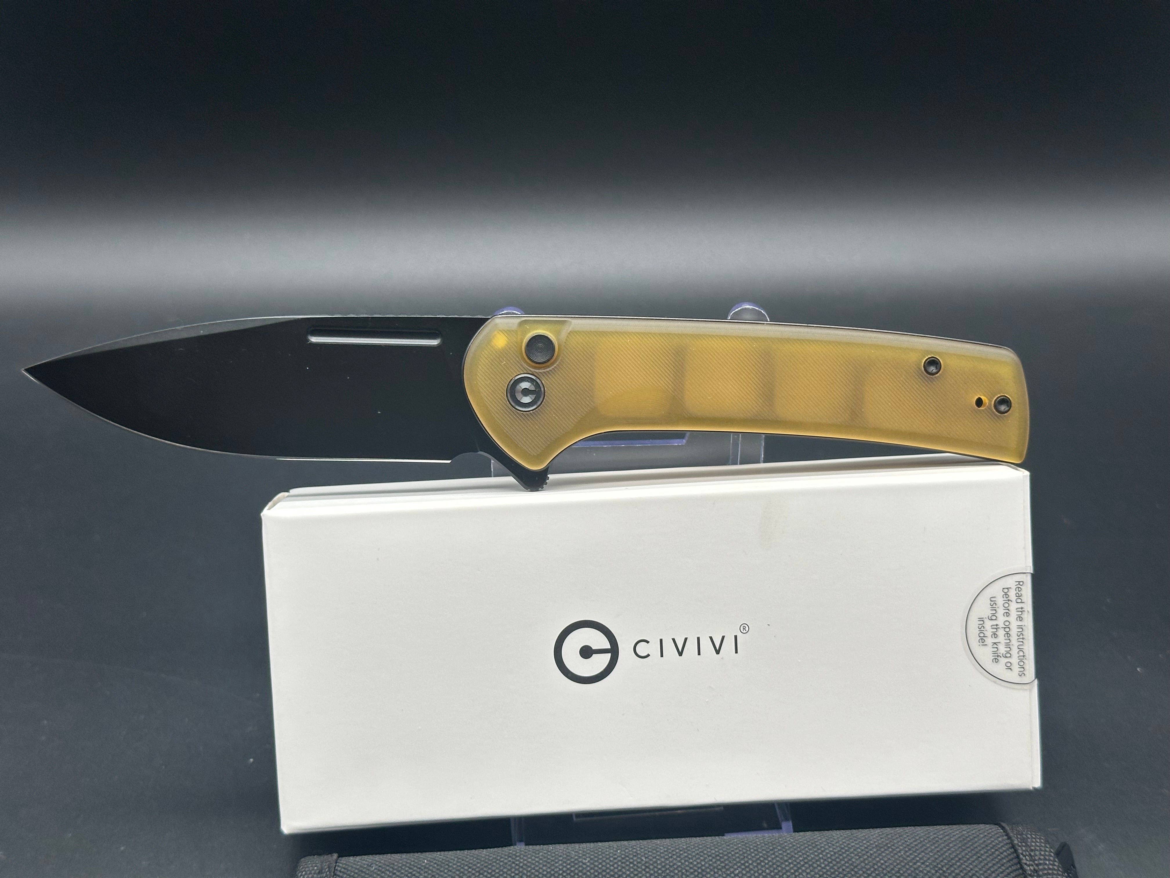 CIVIVI CONSPIRATOR Folding Knife - Bead Blast Nitro-V Steel Blade, Ultem Handle, Drop Point Plain Edge, Black Finish (Model C21006-6) - Perfect for EDC, Outdoor Adventures, and Tactical Use