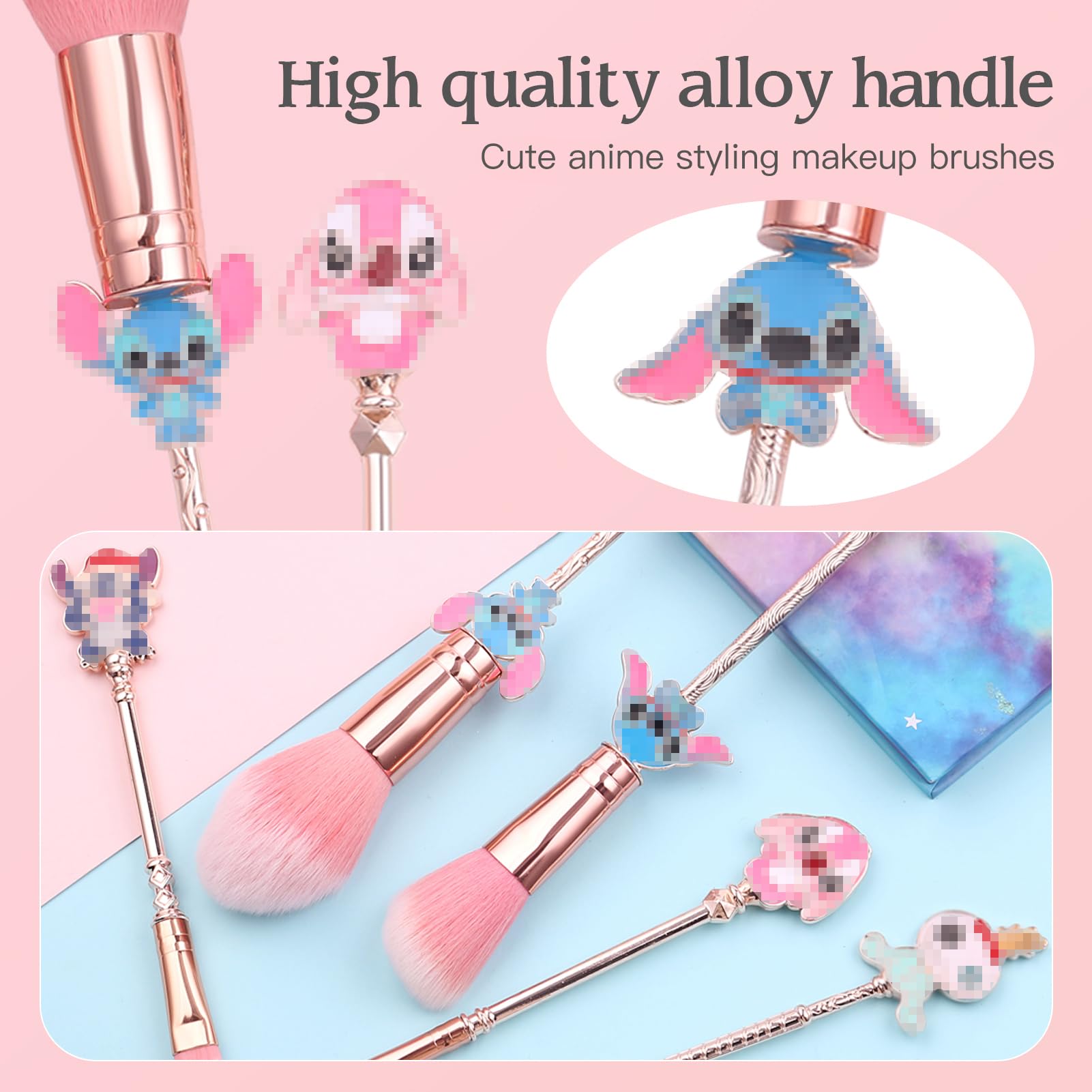 WeChip 5PCS Fairy Makeup Brush Set - Soft Bristle Cosmetic Brushes for Eyeshadow, Blush & Contouring | Perfect for Professional Makeup Artists & Beginners | Ideal for Daily Use, Special Occasions & Travel