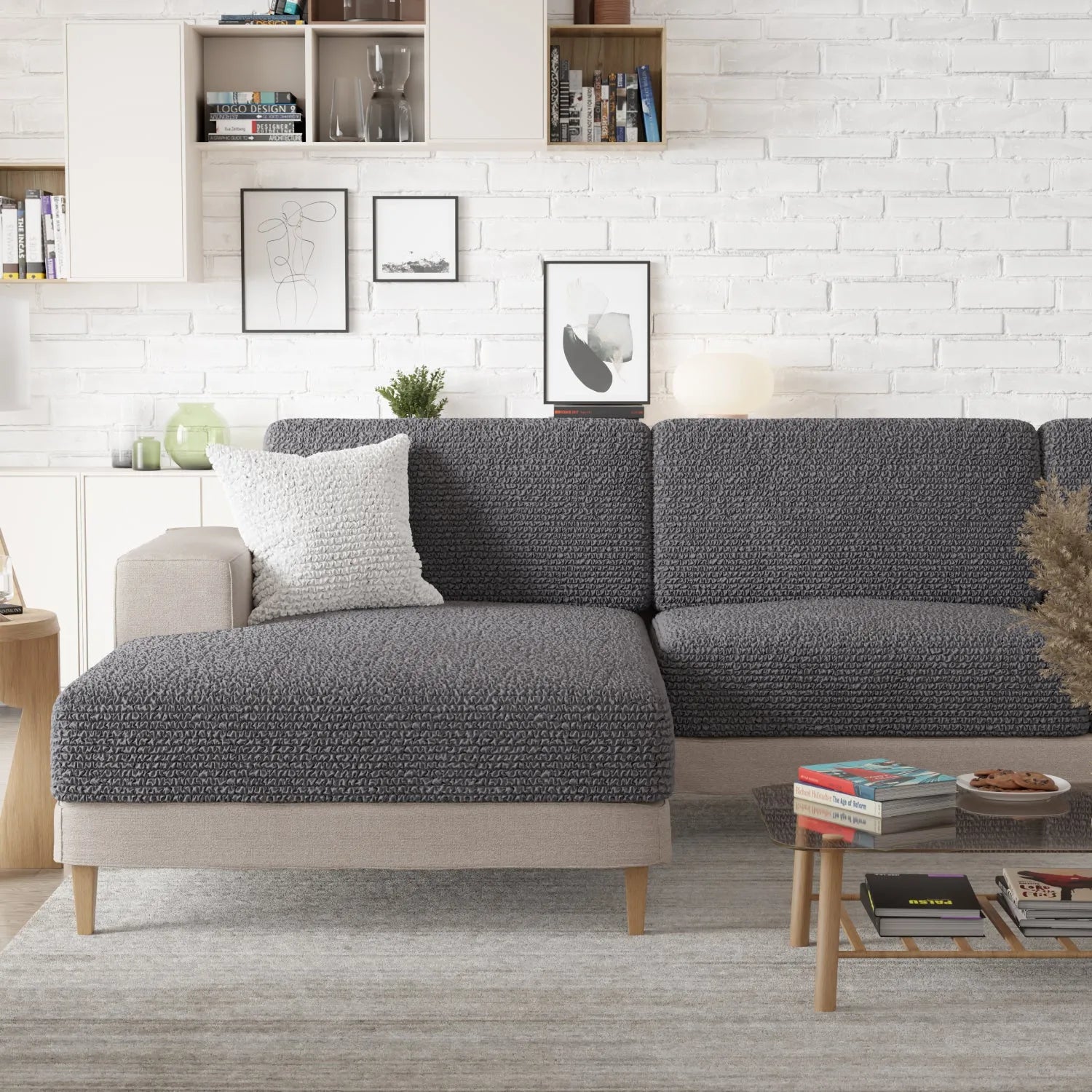 Premium Microfiber Chaise Lounge Seat Cushion Cover - Soft, Durable & Washable - Perfect for Living Room, Patio or Outdoor Furniture Protection