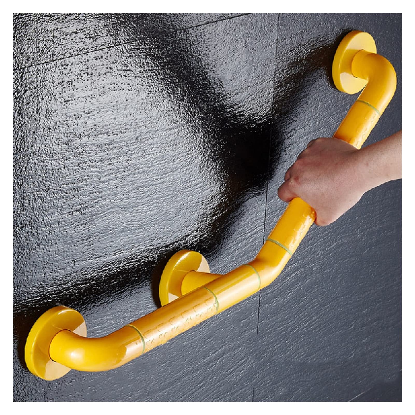 Stainless Steel Grab Bar for Toilet & Shower - Anti-Slip Grip with Luminous Circles, 40x60cm Bathroom Safety Handle (Yellow) - Ideal for Elderly & Disabled Assistance in Bathrooms & Kitchens