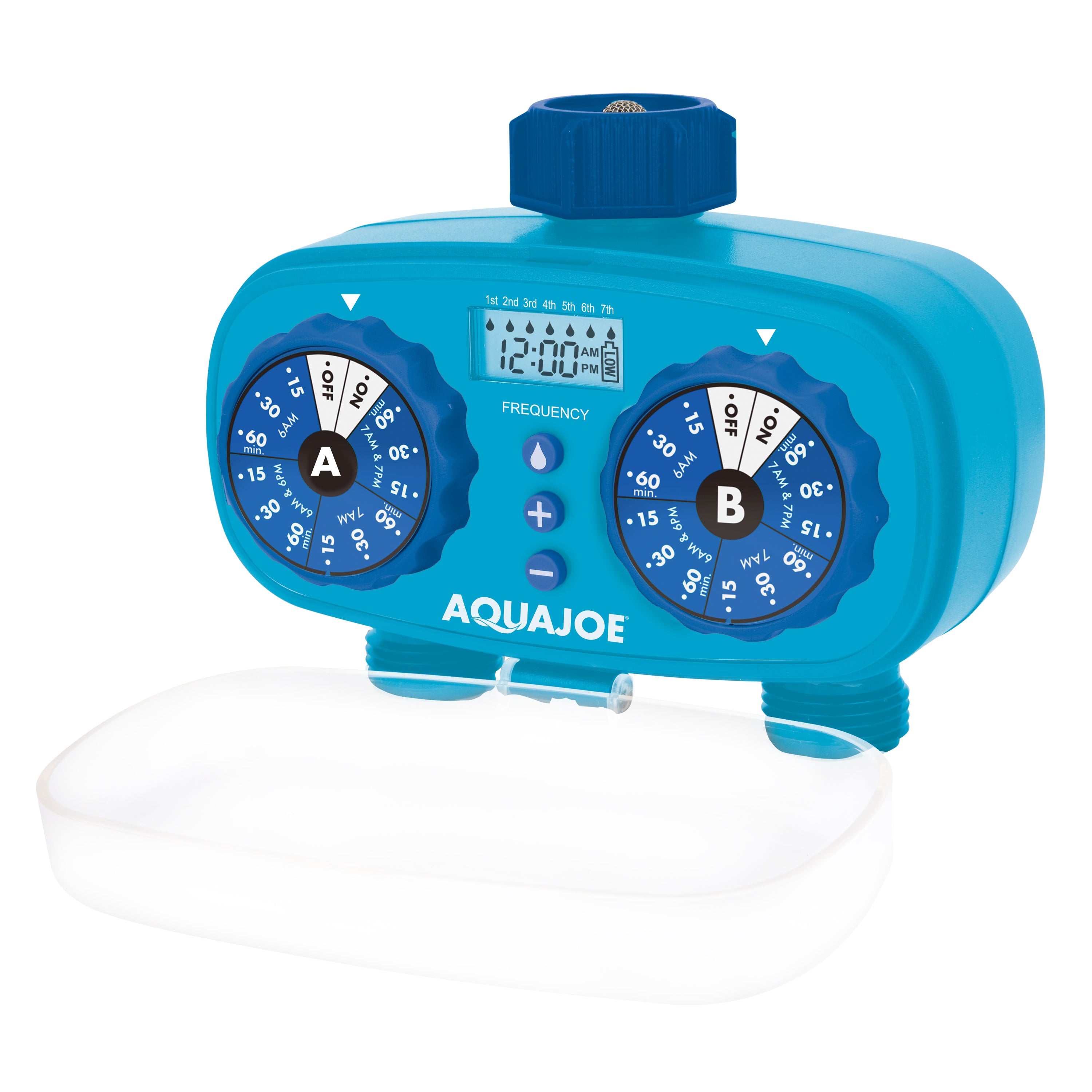 Aqua Joe AJ ET2Z 2 Zone Electronic Water Timer - Programmable Irrigation Controller with 2 Hose Connections | Perfect for Lawn, Garden & Sprinkler Systems