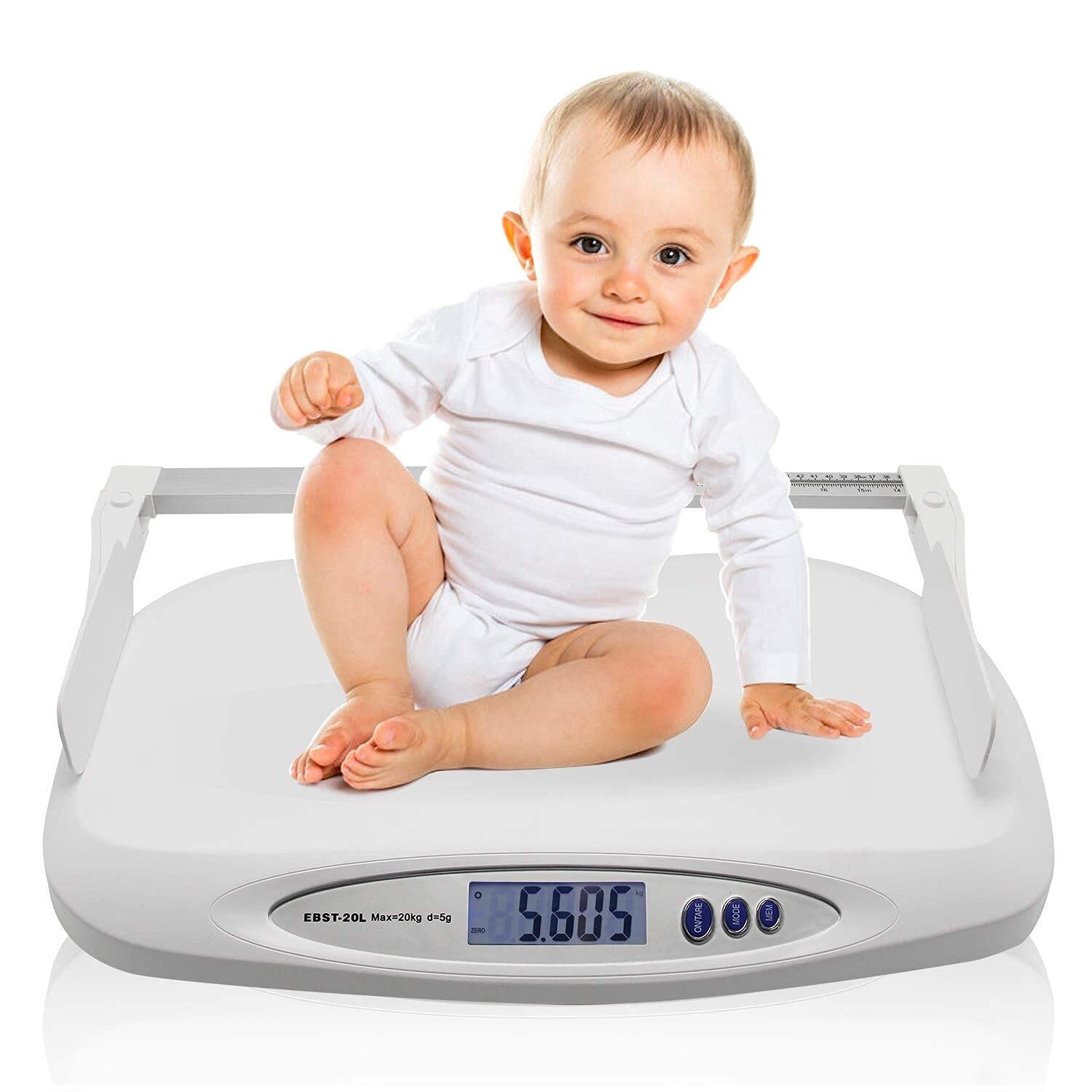 **Digital Kitchen & Baby Scale - 20KG/44LB Precision Food, Pet & Infant Weight Scale with Foldable 35-70CM Height Ruler | Perfect for Cooking, Baking, Newborn Growth Tracking & Pet Health Monitoring**