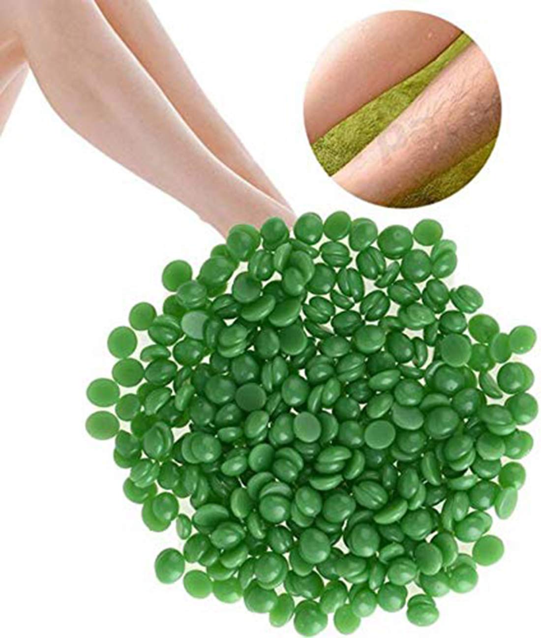 Bluejack Hard Wax Beans for Painless Hair Removal - 100g Bag with 3 Wax Spatulas (Aloe Vera Green) | Brazilian Waxing for Face, Eyebrows, Back, Chest, Bikini & Legs | At-Home Hair Removal Kit for Smooth Skin