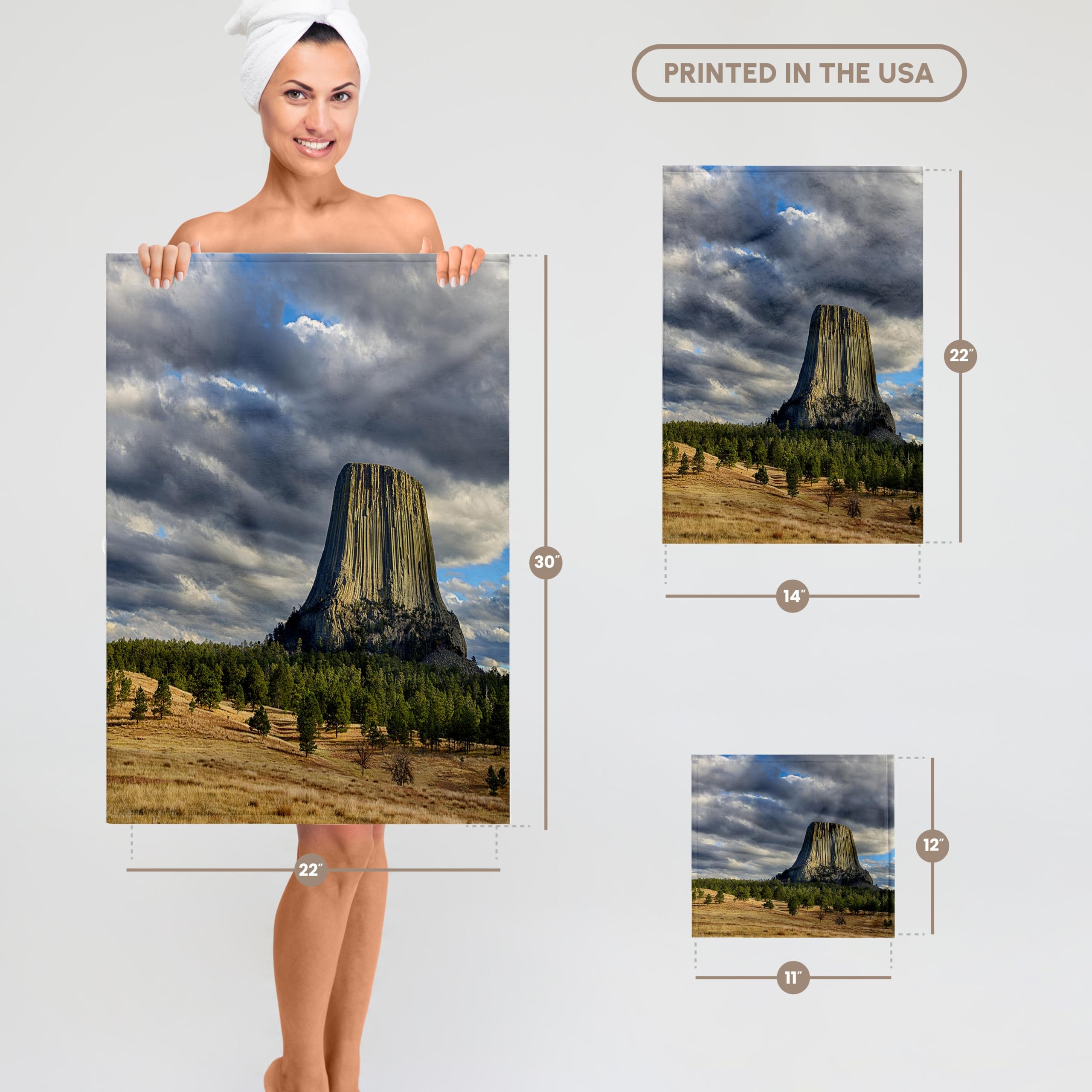 3D Printed Wyoming Devils Tower National Monument Towel - Danita Delimont Collection - Soft & Absorbent Bath & Beach Towel - Perfect for Travel, Camping, and Outdoor Adventures