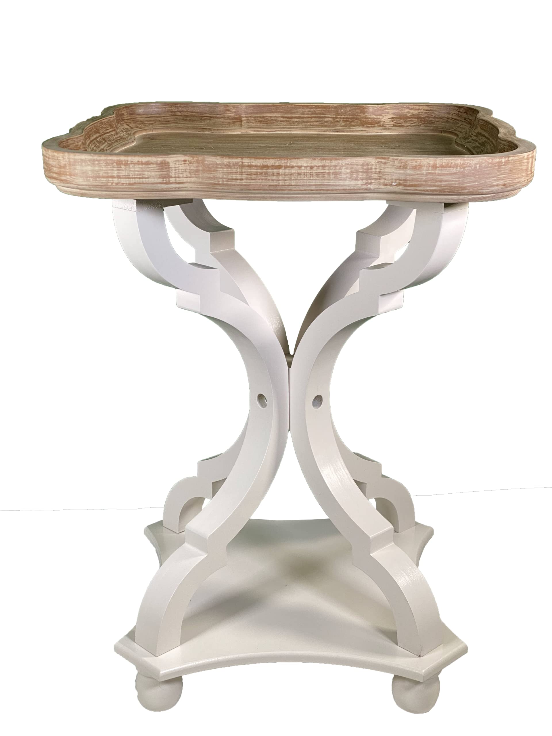 LONYKE 2-Piece Farmhouse End Table Set - Rustic Accent Side Tables with Natural Tray Top, Handcrafted Modern Nightstands in White - Perfect for Living Room, Bedroom & Dining Room Decor