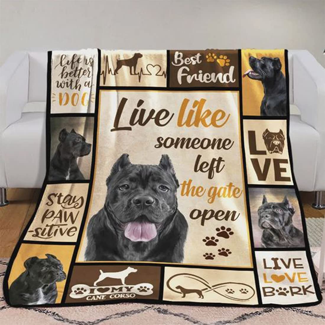 Premium Cane Corso Fleece & Sherpa Blanket - Custom 3D Printed Dog Blanket for Sofa, Bed & Picnic - Cozy Pet Gift for Dog Lovers (Series 34) - Perfect for Home Decor, Camping & Cuddling with Your Pup