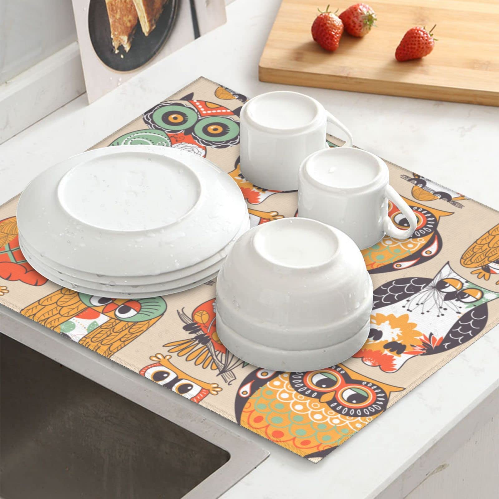 Premium Owl-Shaped Dish Drying Mat - 16