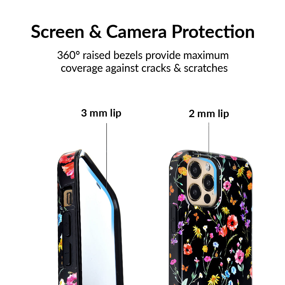 Black Wildflower iPhone Case - Durable Slim Protective Cover for iPhone [Model] - Perfect for Everyday Use, Travel & Outdoor Adventures