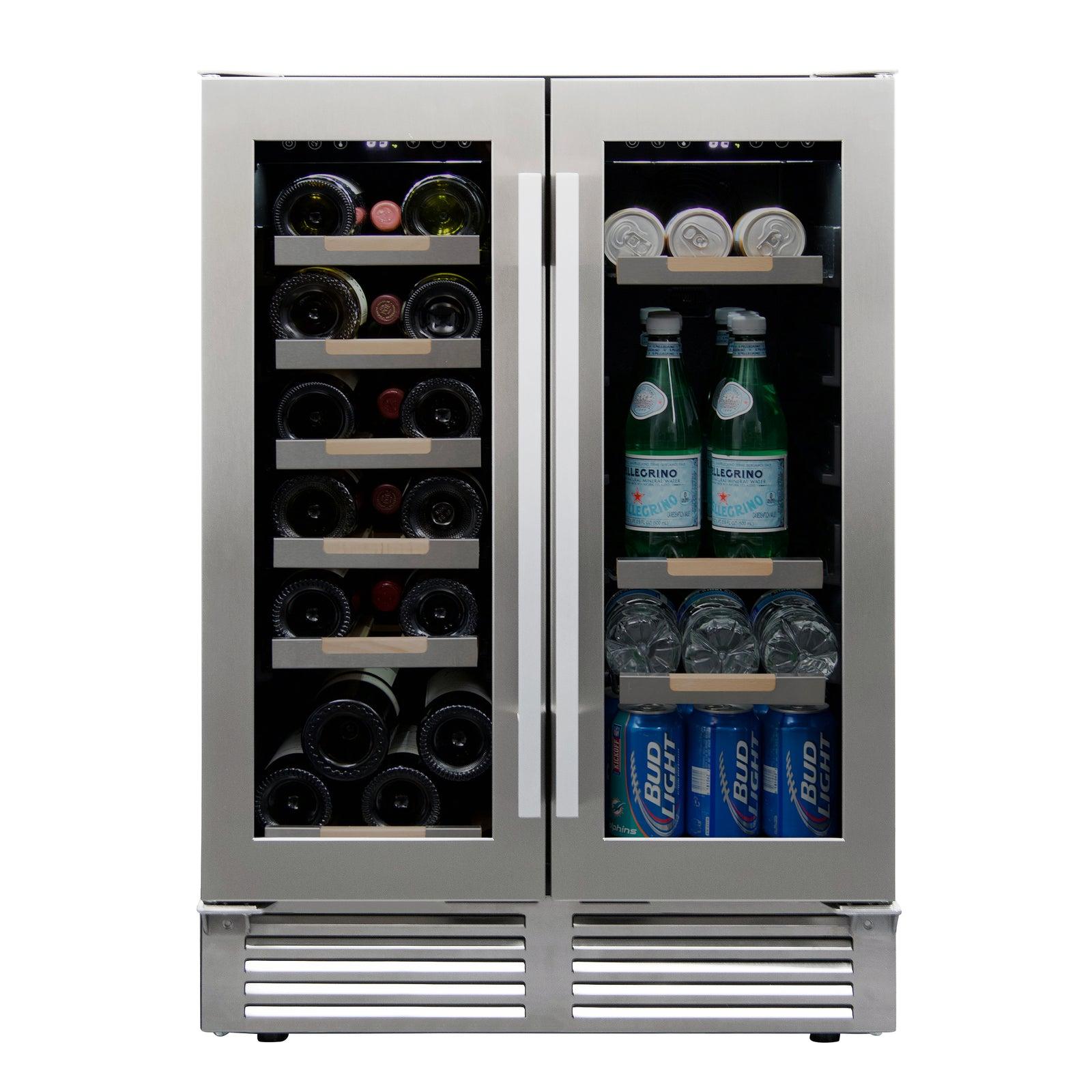 Avanti Elite WBE1956Z3S Stainless Steel Side by Side Wine and Beverage Cooler - Holds 19 Bottles & 56 Cans (12 oz) - Perfect for Home Bars, Restaurants, and Entertaining Guests