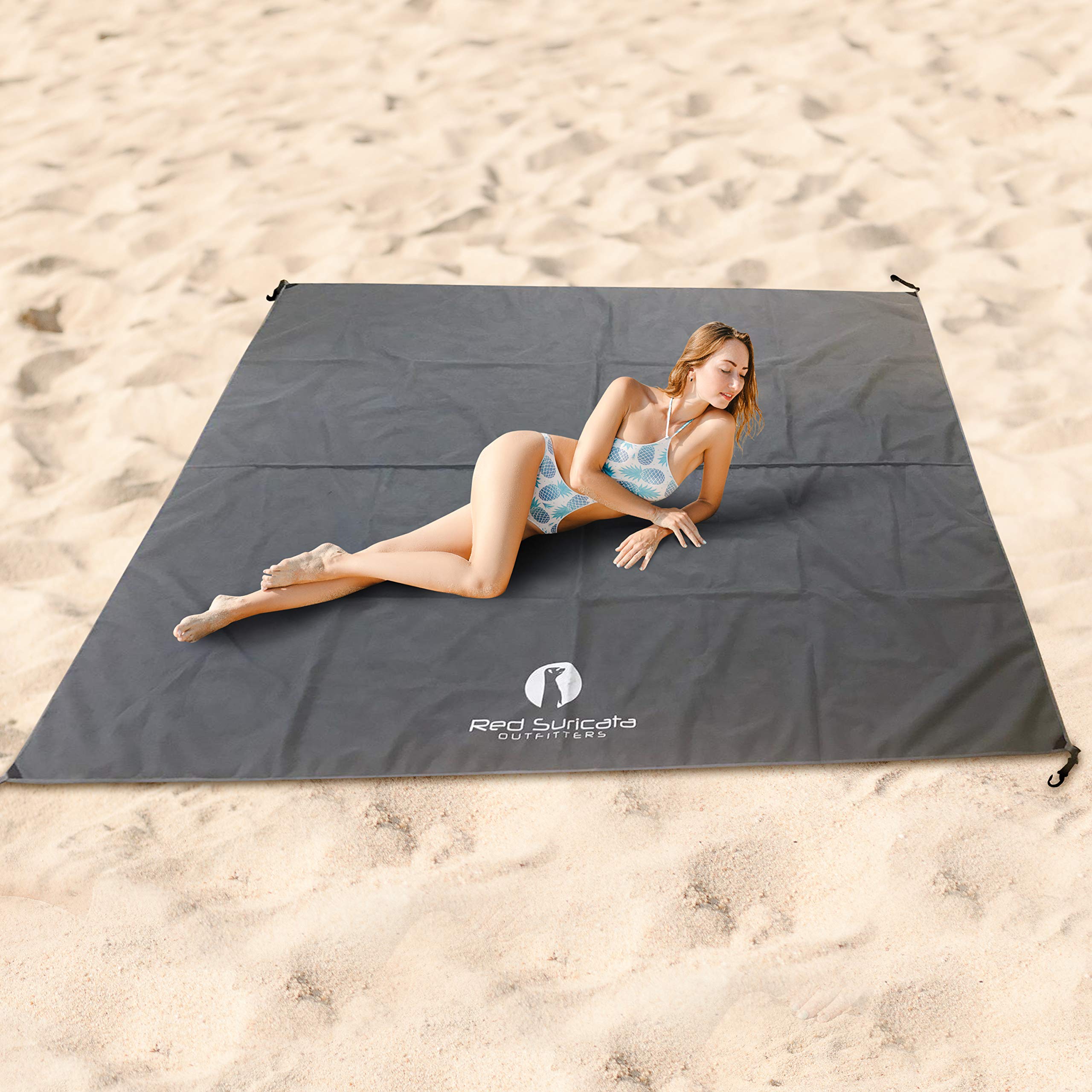 Premium Sand-Free Beach Mat - Waterproof, Sandproof Outdoor Blanket for Beach, Picnics, Camping & RV Travel - Large Grey Sandless Mat with Canopy Compatibility - Perfect for Seaside Relaxation, Family Outings and Outdoor Adventures