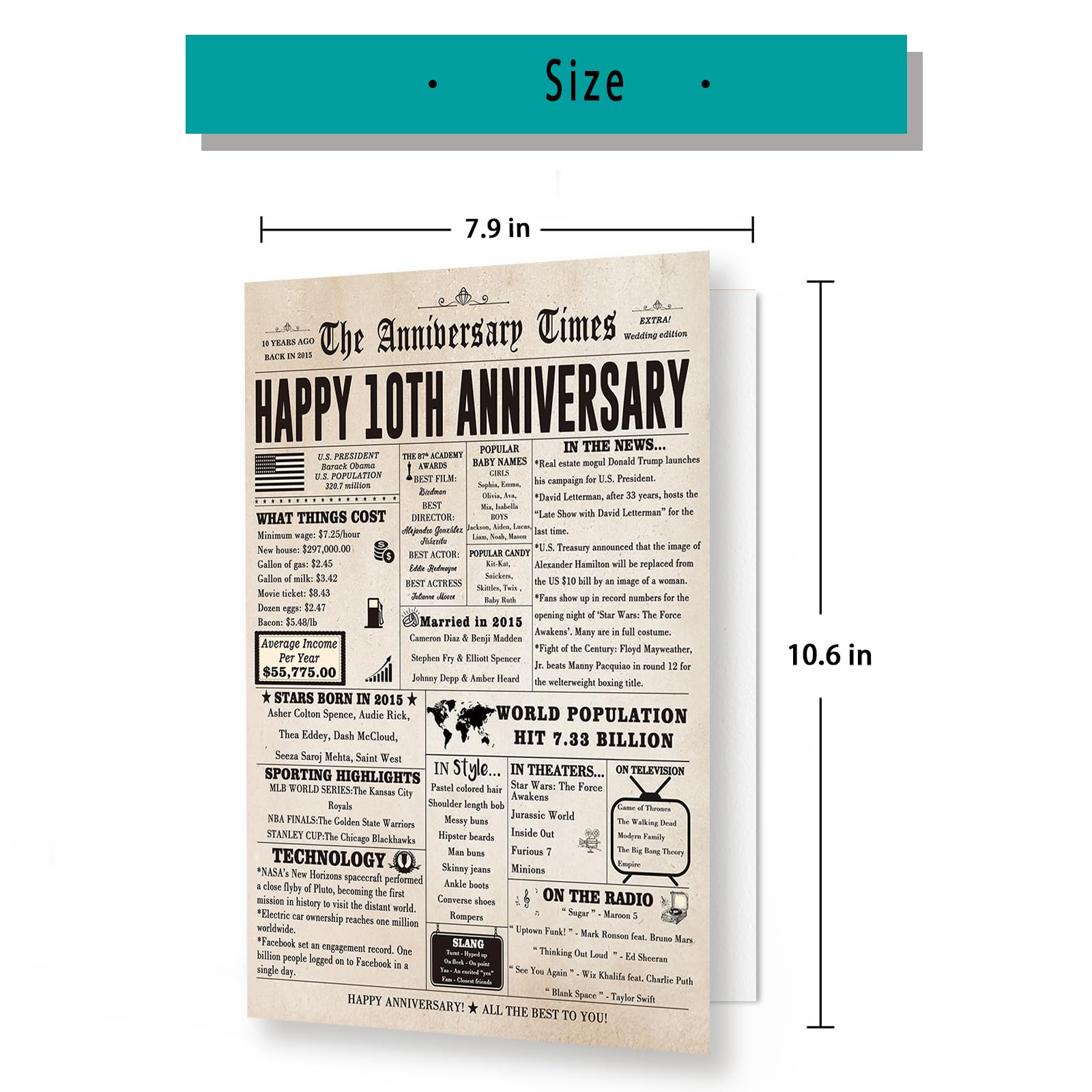 10th Anniversary Card for Couples - Romantic Decade Gift for Parents & Spouses - Perfect for Weddings & Anniversaries
