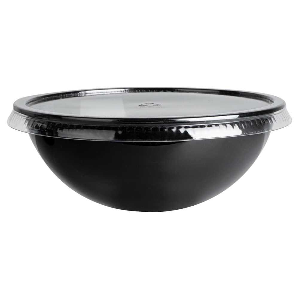 200-Pack 18oz Recyclable Plastic Salad Bowls - Disposable Black Restaurantware for Pasta, Salads, Takeout | BPA-Free, Eco-Friendly Food Containers for Catering, Parties & Meal Prep