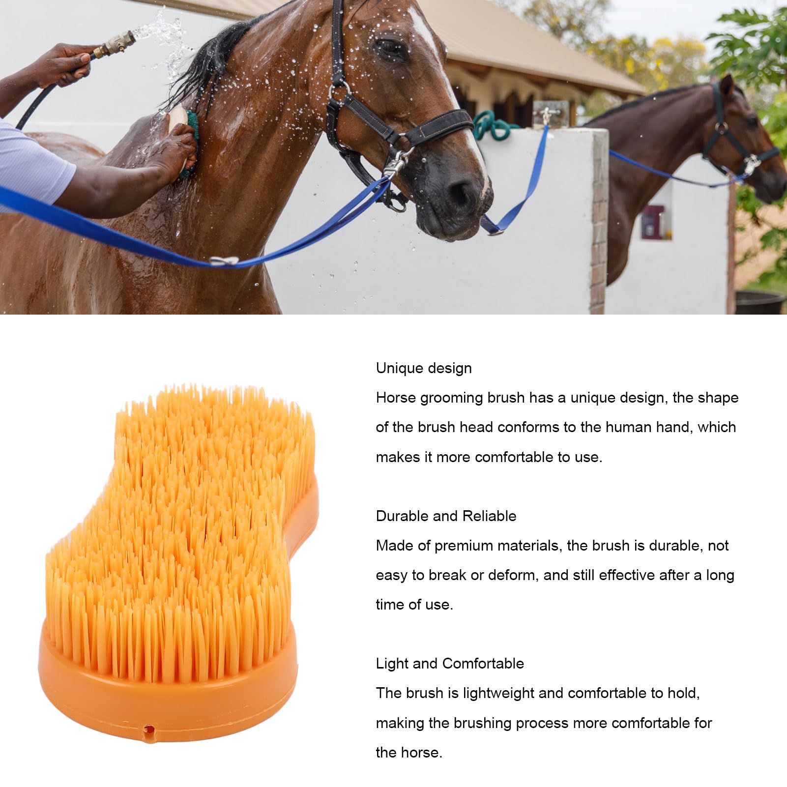 Premium Horse Grooming Brush - Ergonomic Pet Massage Comb for Horse Cleaning & Care | Detangling & Shining Coat | Perfect for Stable, Show & Trail Riding Prep