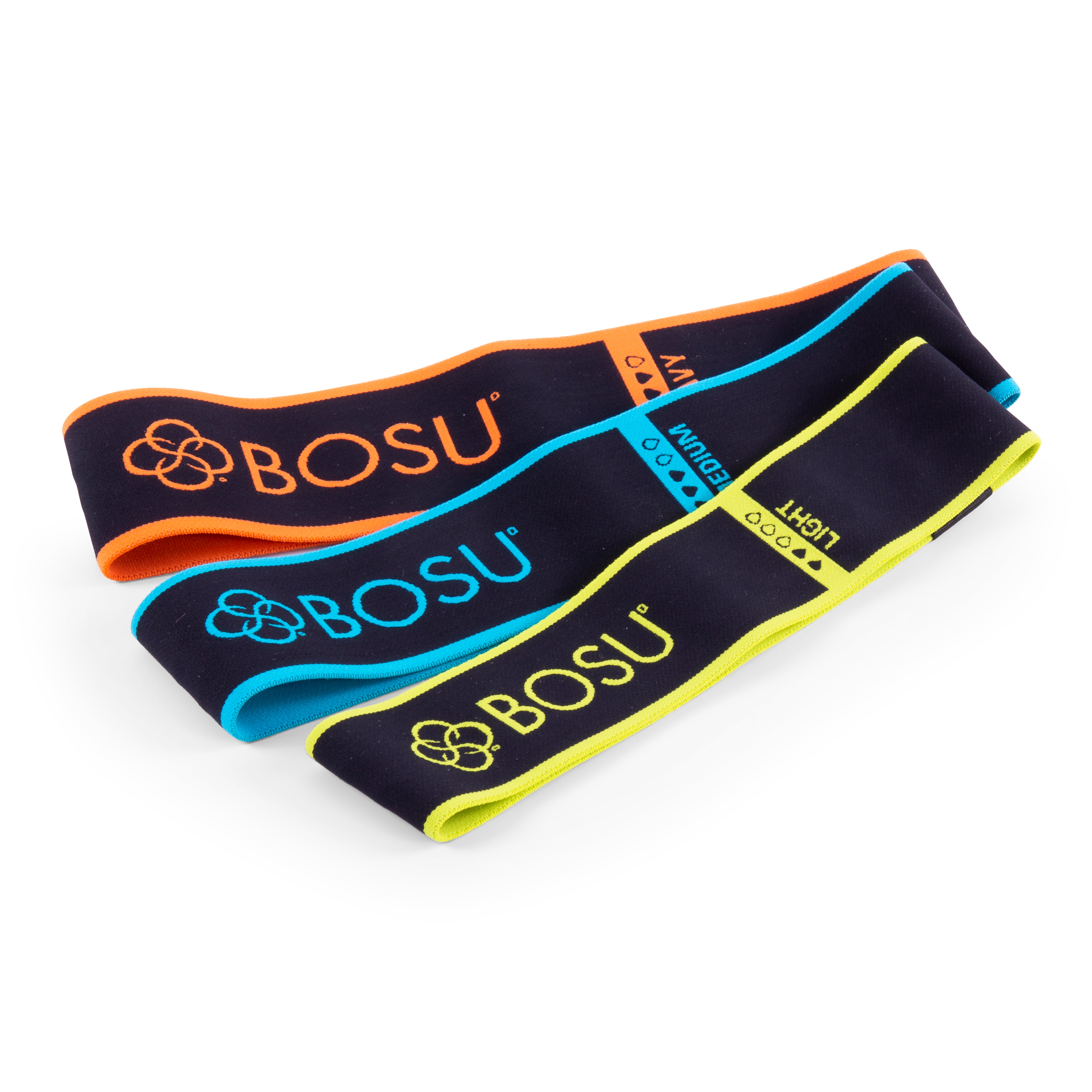 BOSU Fabric Resistance Bands Set of 3 - Premium Exercise Bands for Home Workouts, Yoga, Pilates & Physical Therapy - Strength Training & Muscle Recovery