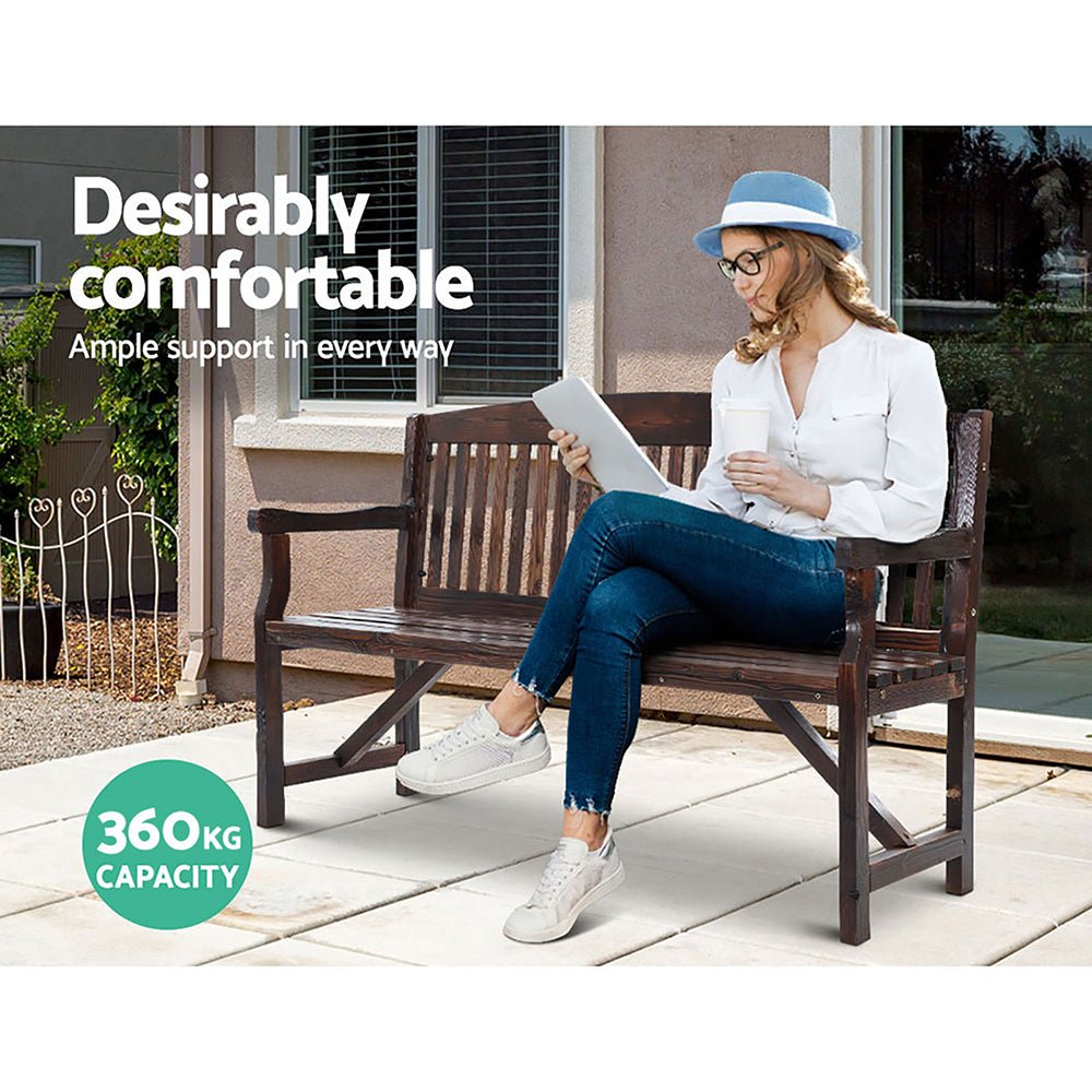 5FT Outdoor Garden Bench - 3 Seat Wooden Patio Furniture in Charcoal for Backyard, Porch, and Garden Relaxation