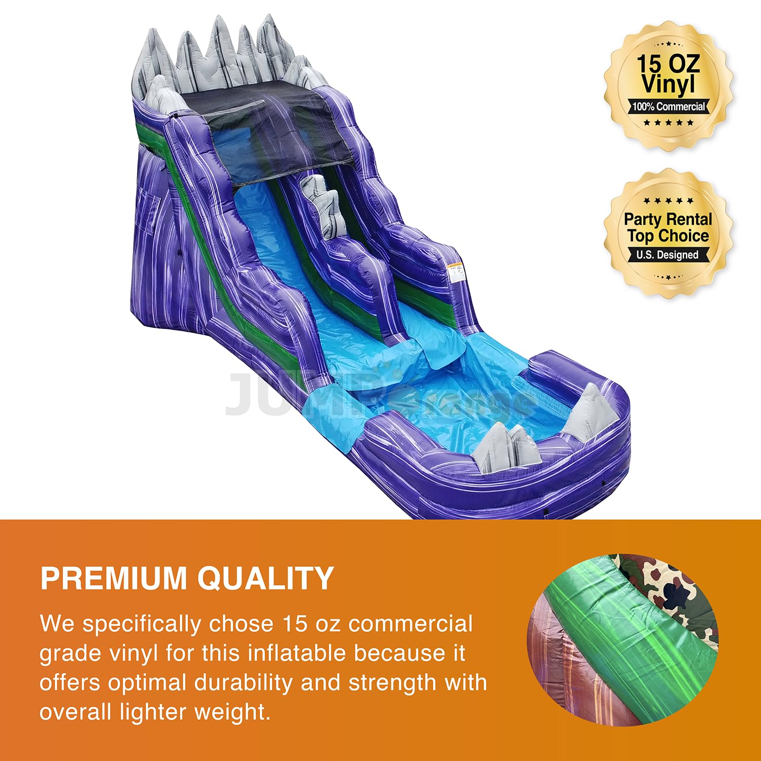 JumpOrange 15ft Commercial Grade Water Slide with Splash Pool - Dark Night Inflatable Bounce House for Kids & Adults | Includes Blower Pump | Indoor/Outdoor Use for Backyard Parties, Summer Fun & Birthday Events