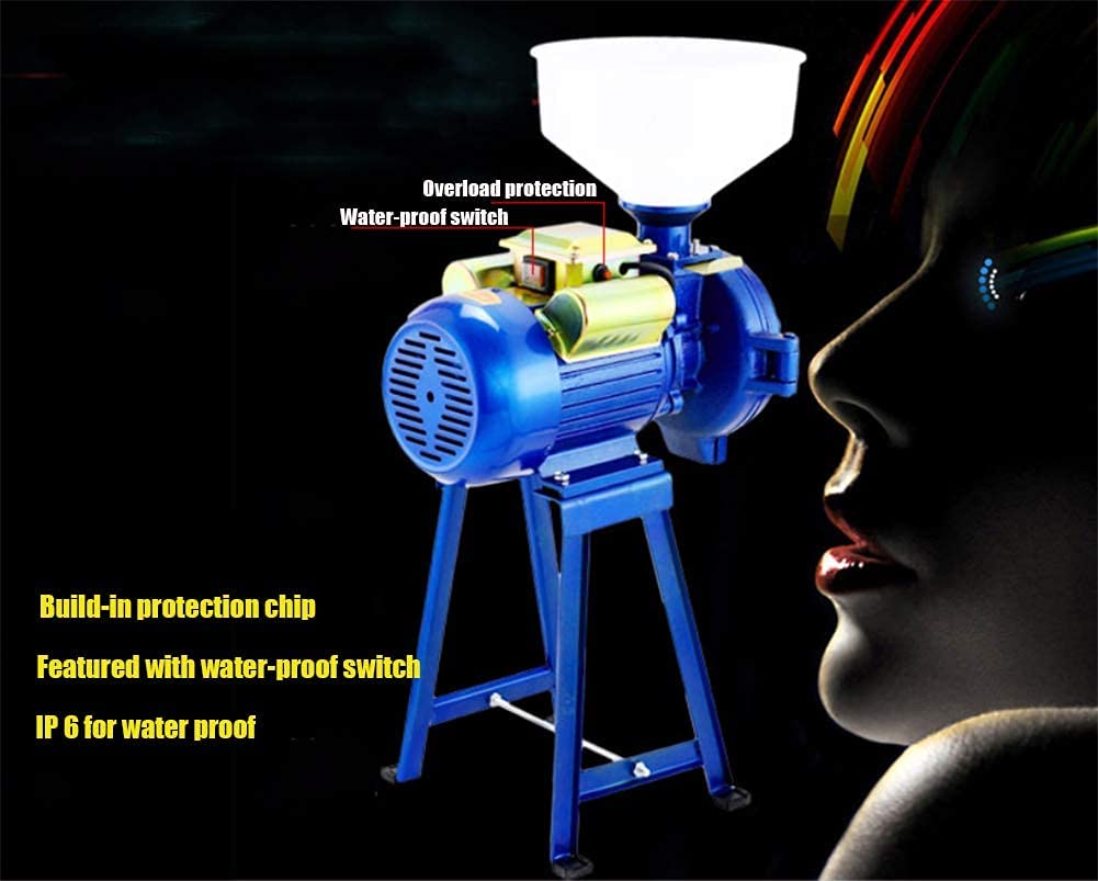 2200W Commercial Electric Grain Grinder for Corn, Wheat, Coffee & Cereals - Heavy Duty Mill Machine with Funnel - Perfect for Home Brewing, Baking & Animal Feed Preparation