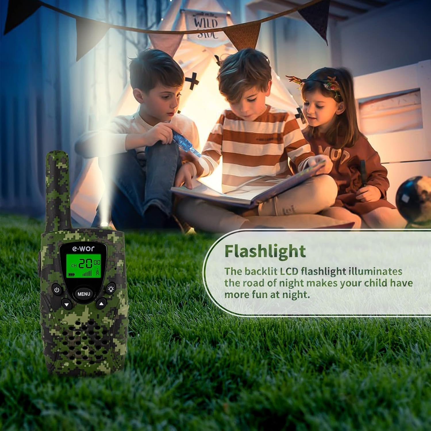 **Kids Walkie Talkies 4 Miles Long Range Rechargeable - 22 Channels with Flashlight, Adventure Toys for Boys & Girls Ages 3-12 - Perfect for Outdoor Play, Camping, Hiking & Birthday Gifts**