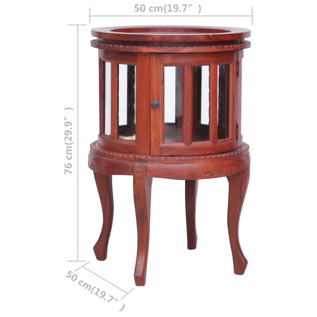 vidaXL Solid Mahogany Wood Side Cabinet with Glass Doors - 19.7