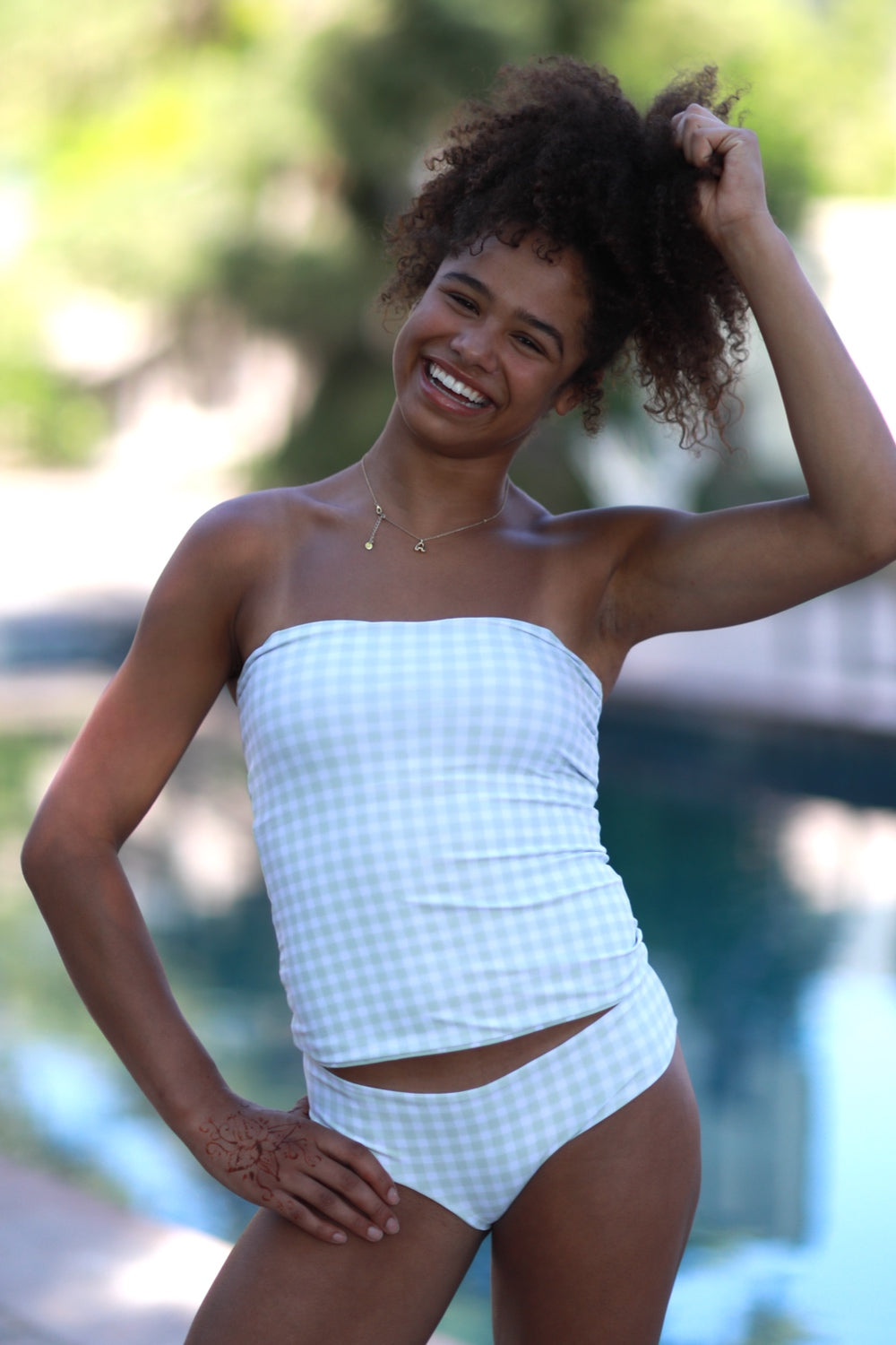 Reversible Piper Tankini Swimsuit - Hearts & Gingham Print Two-Piece Bikini for Women | Perfect for Beach Vacations, Pool Parties & Summer Getaways