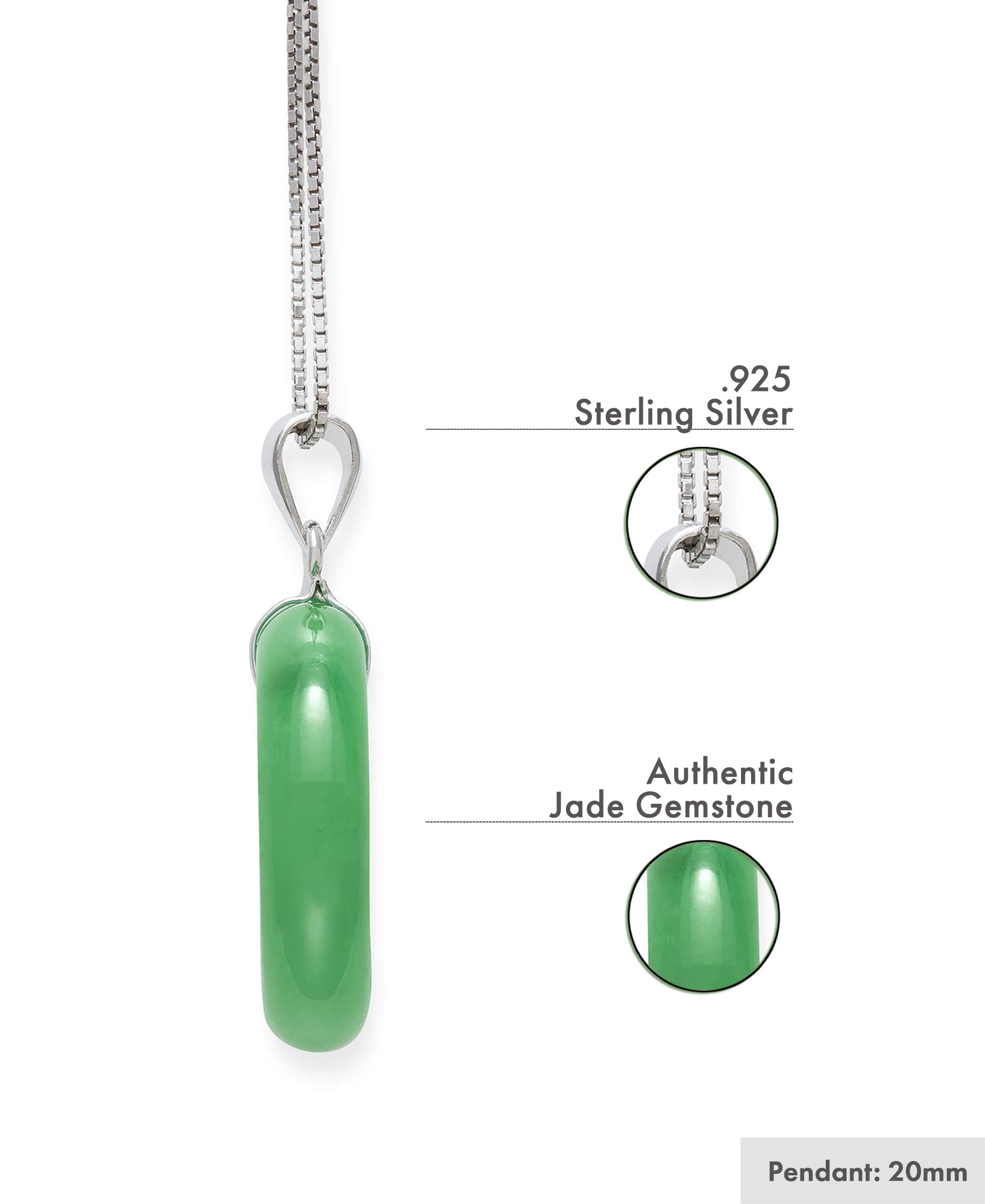 Belacqua Jade Good Luck Pendant Necklace for Women - Sterling Silver 18