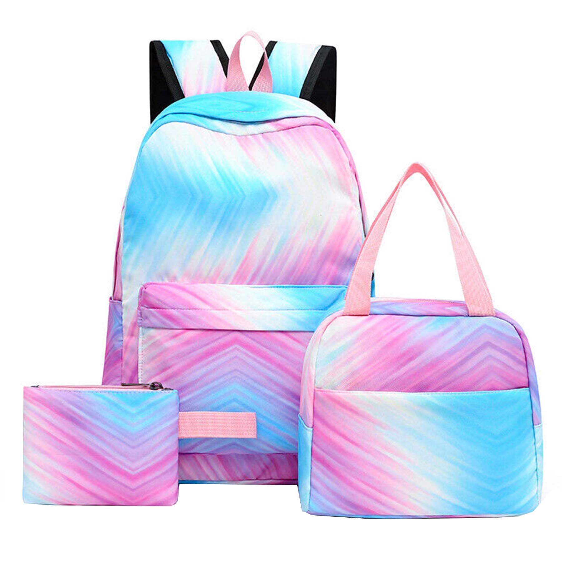 Colorful Purple Tie Dye Backpack for Girls - Waterproof Lightweight School Bag with Lunch Box - Perfect for School, Travel & Daily Use
