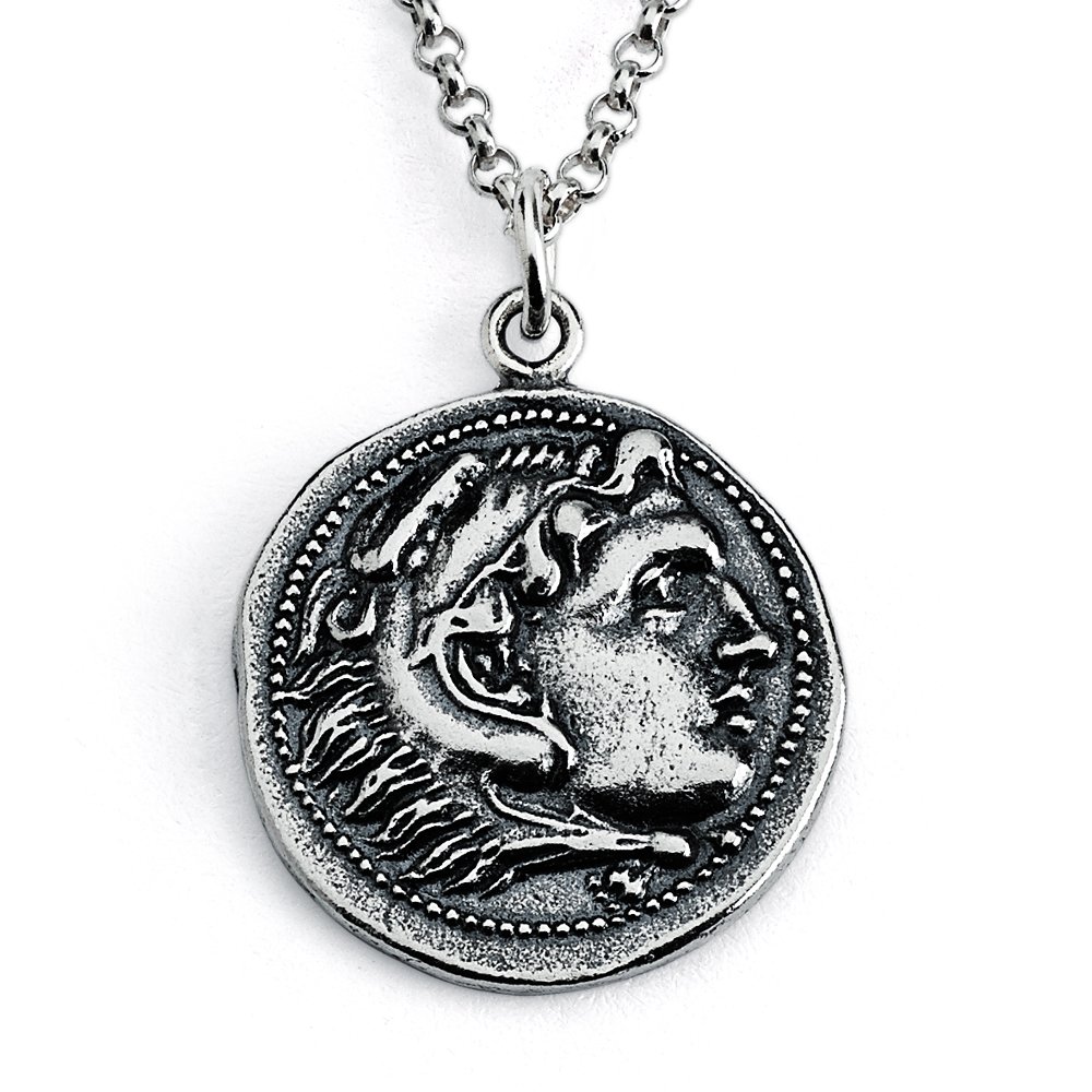 925 Sterling Silver Alexander the Great Coin Pendant Necklace - Ancient Macedonian Currency Replica Jewelry for Men & Women - Perfect Gift for History Lovers & Collectors (Ideal for Costume Parties, Historical Events & Unique Fashion Statements)