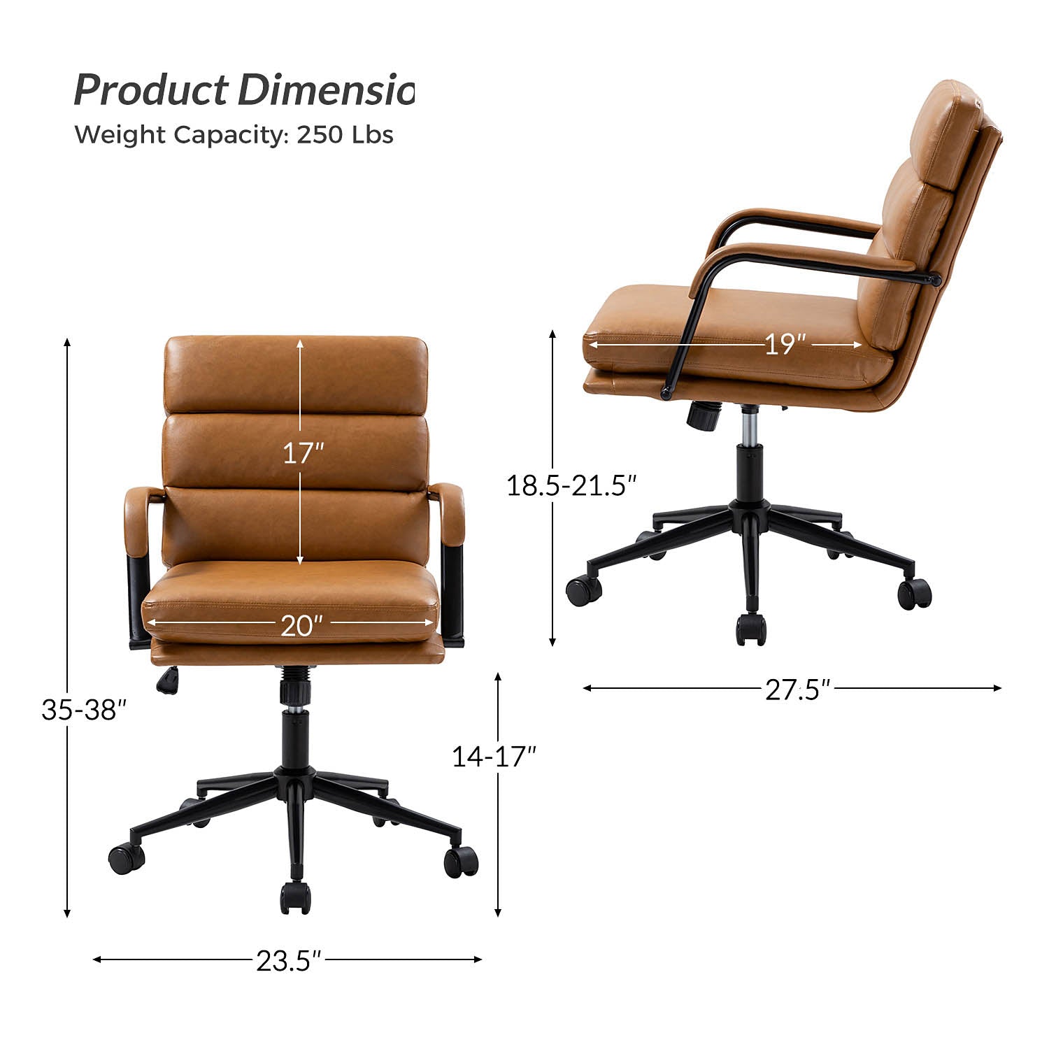 Johannes Task Office Chair - Ergonomic Adjustable Desk Chair with Lumbar Support for Home & Office Workspace - Perfect for Long Hours of Sitting, Gaming, and Remote Work