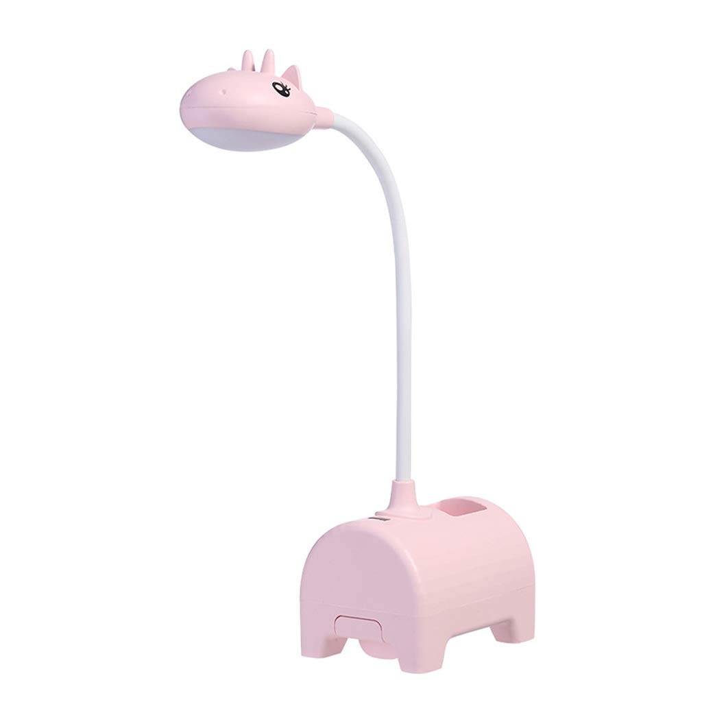 **Kids Study Desk Lamp with Eye Protection - 3-Level Dimming, Storage Box & Phone Holder, Pink - Perfect for Homework, Reading & Office Work**