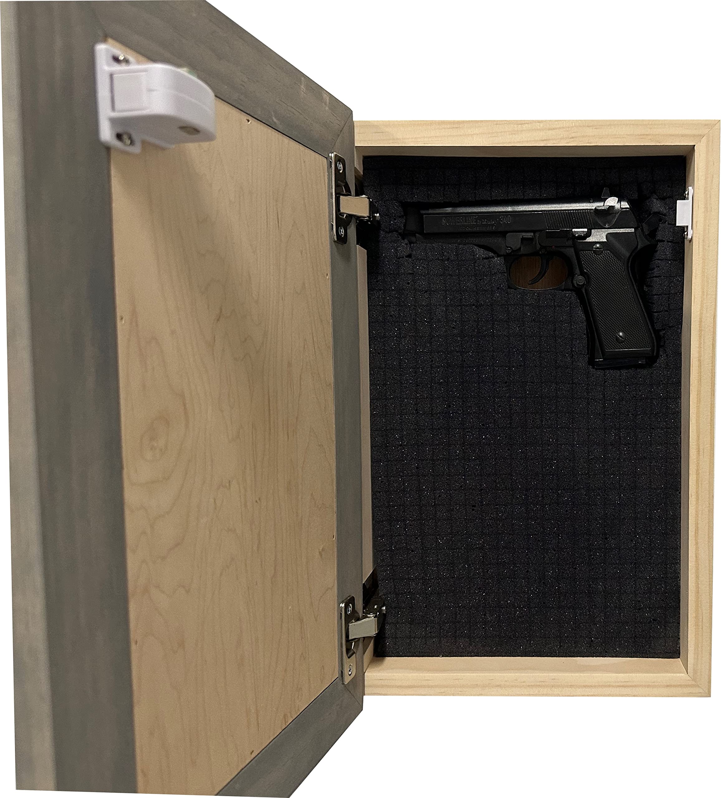 Bellewood Designs Hidden Gun Storage Cabinet with Tree of Life - Concealed Firearm Safe for Home & Office Security (Gray)