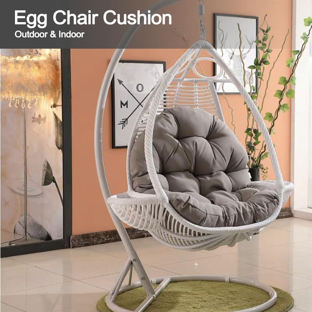 **Thick Comfortable Egg Chair Cushion Replacement for Hanging Chairs - Outdoor Dark Gray Hammock Chair Pad (Cushion Only) - Perfect for Patio, Garden, and Relaxation**