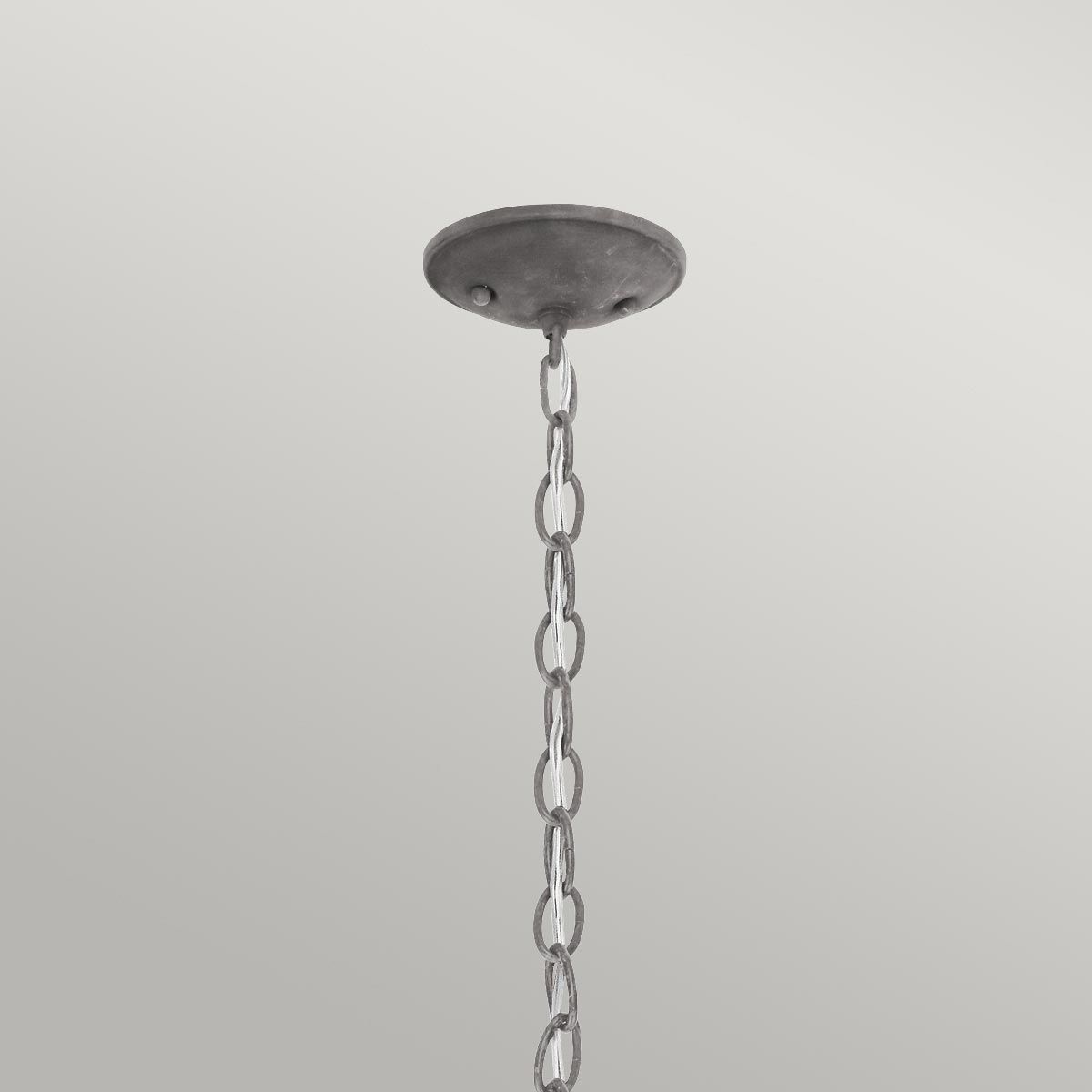 Bridge Point 1 Light Small Chain Lantern - Weathered Zinc/Natural Brass Finish, IP44 Rated, E27 Socket - Perfect for Porch, Patio, and Garden Lighting