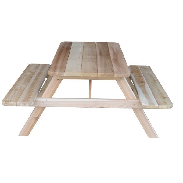 Premium Western Red Cedar Picnic Table with Attached Benches - Outdoor Dining Set for Patio, Garden & Backyard - Weather-Resistant & Durable