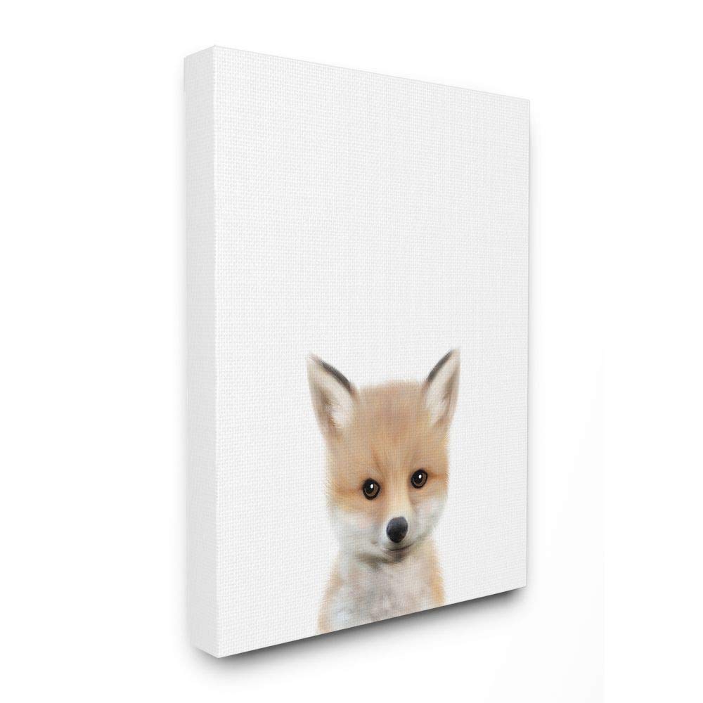 Stupell Baby Fox Animal Kids Painting Canvas Wall Art - 30x40 Inches Multi-Color Nursery Decor, Playroom Wall Decor, Children's Bedroom Artwork